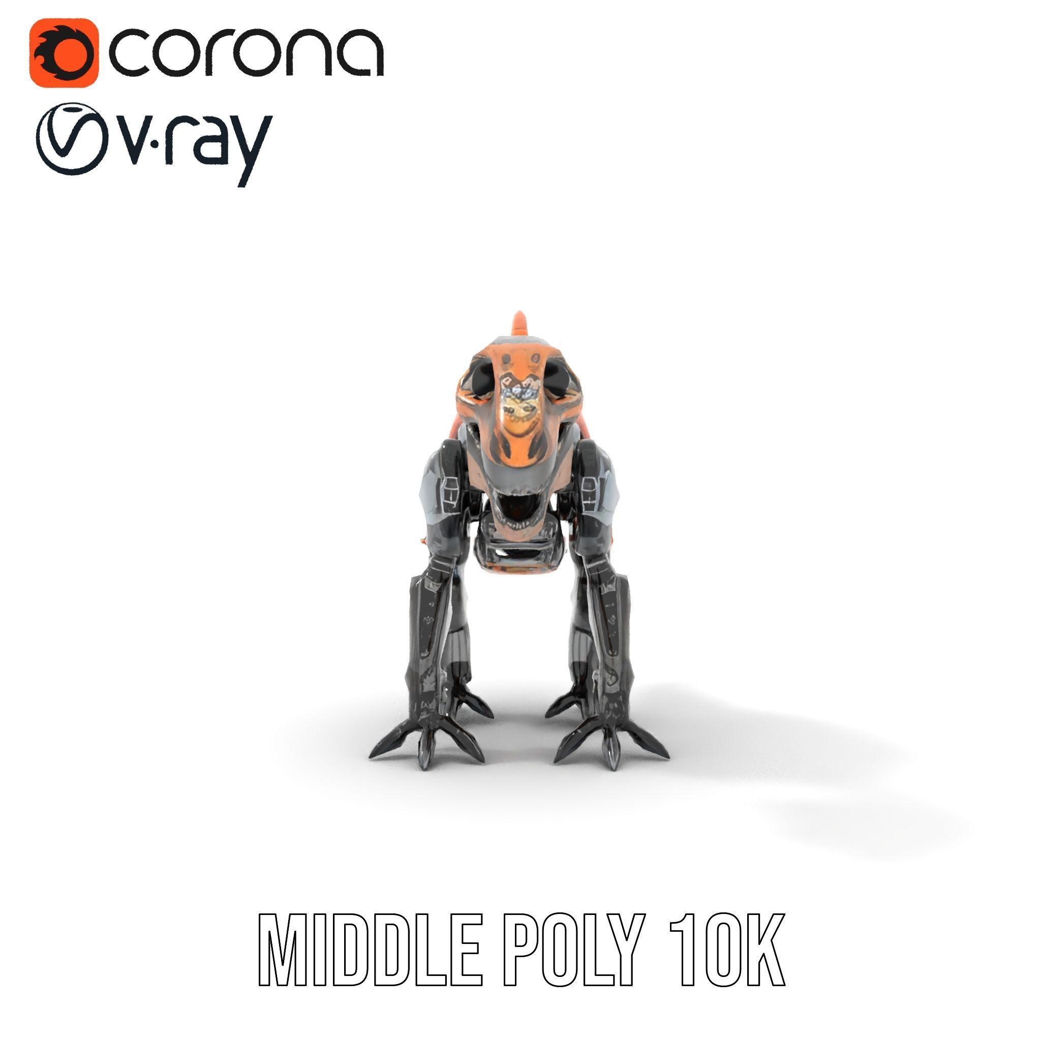 Robotic Dinosaur Model Pack with Steampunk Aesthetic Low-poly 3D model_15