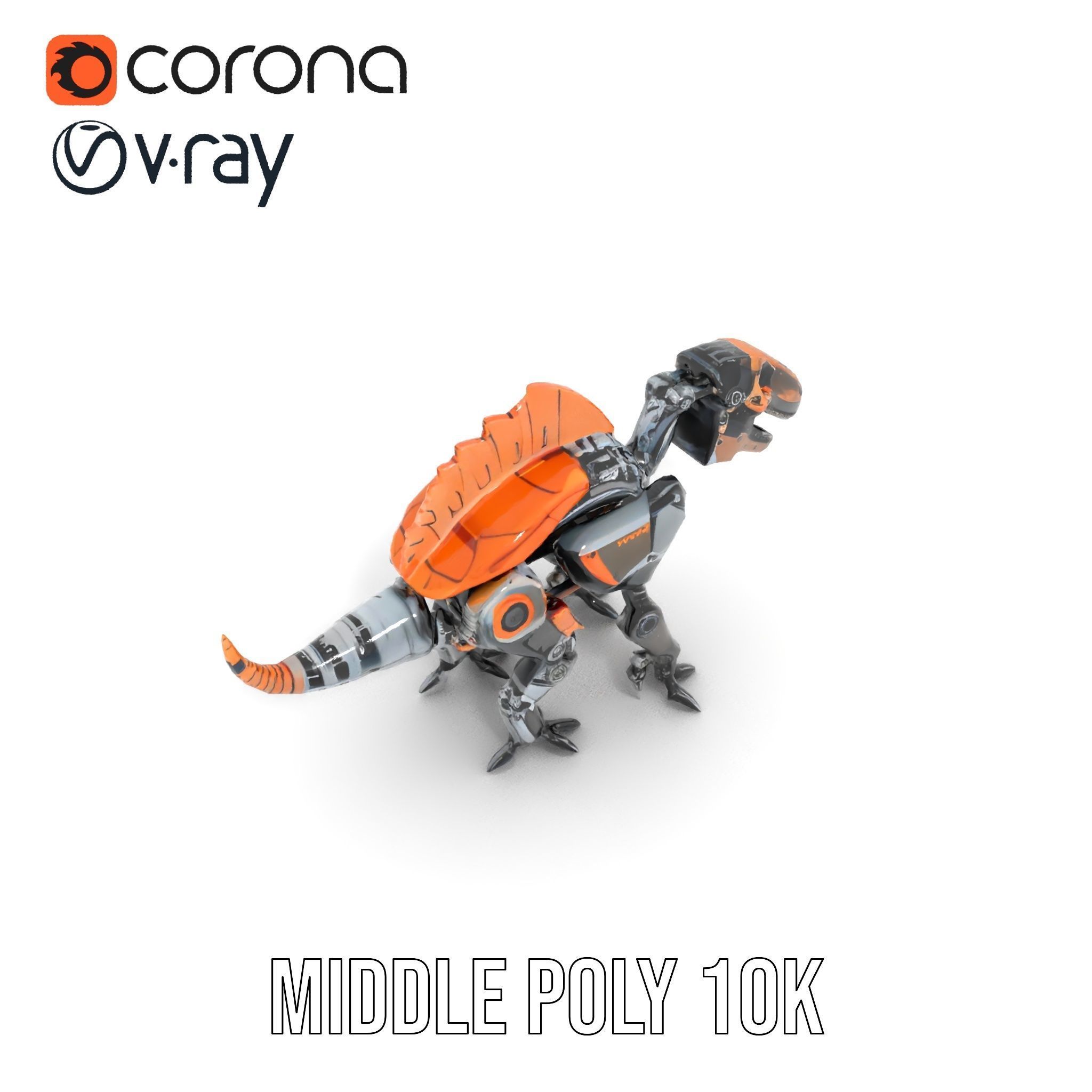 Robotic Dinosaur Model Pack with Steampunk Aesthetic Low-poly 3D model_13