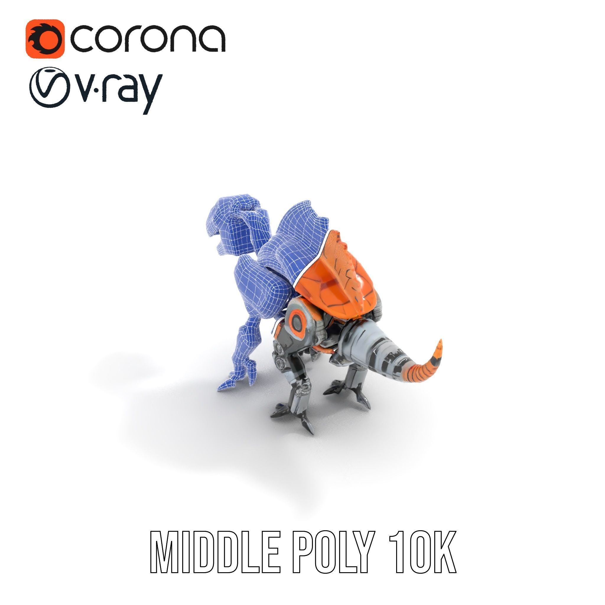 Robotic Dinosaur Model Pack with Steampunk Aesthetic Low-poly 3D model_26