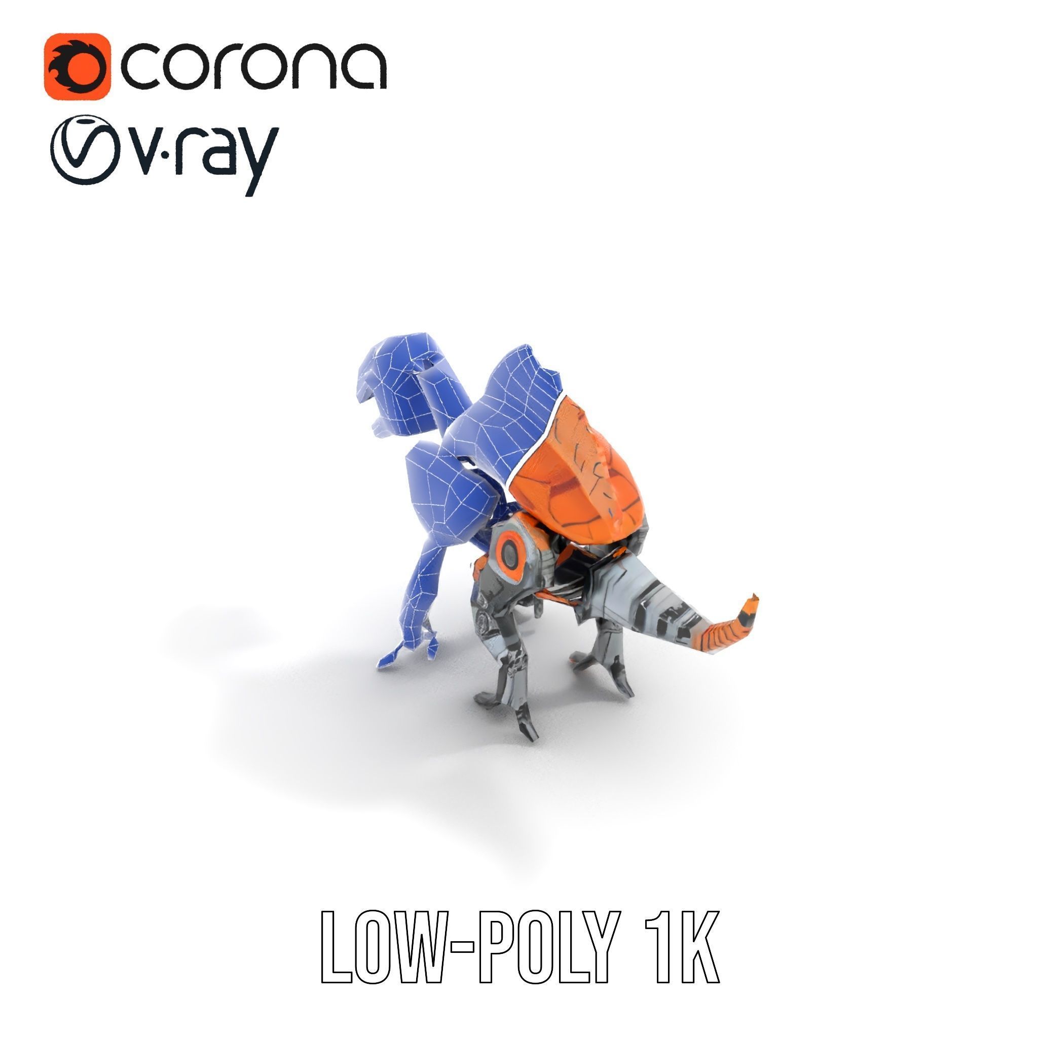 Robotic Dinosaur Model Pack with Steampunk Aesthetic Low-poly 3D model_21