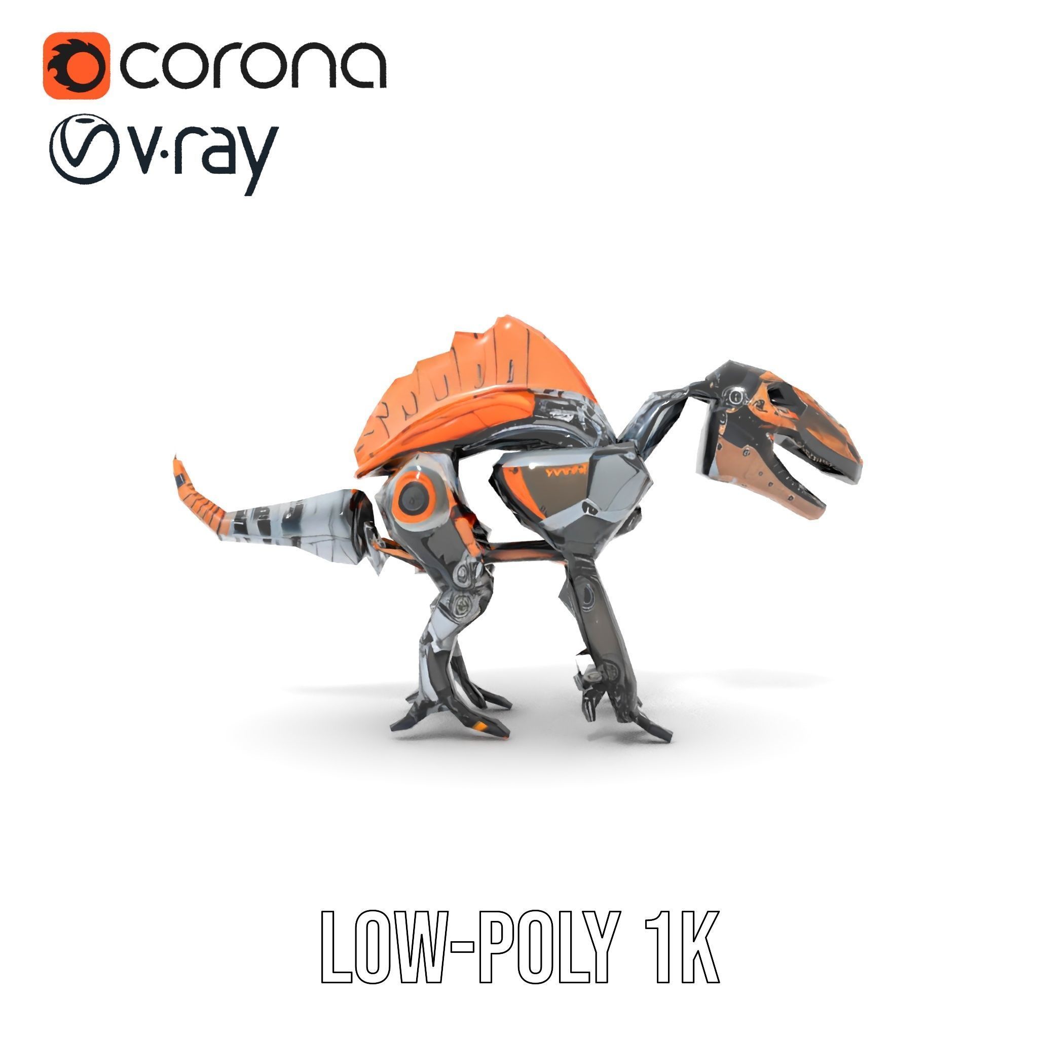 Robotic Dinosaur Model Pack with Steampunk Aesthetic Low-poly 3D model_12