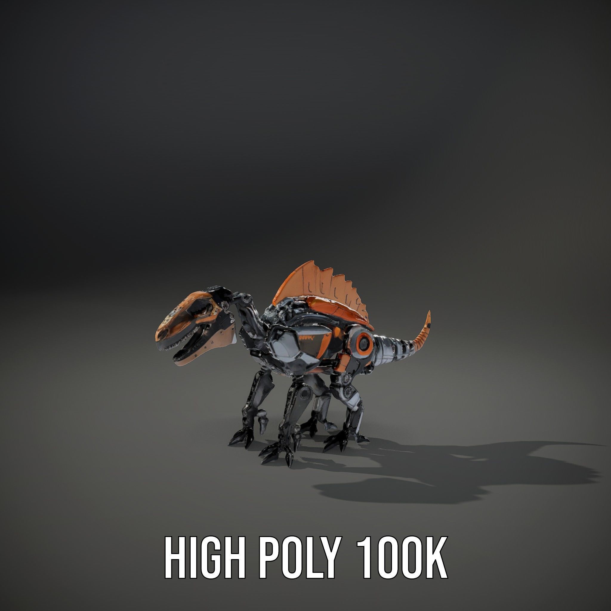 Robotic Dinosaur Model Pack with Steampunk Aesthetic Low-poly 3D model_10