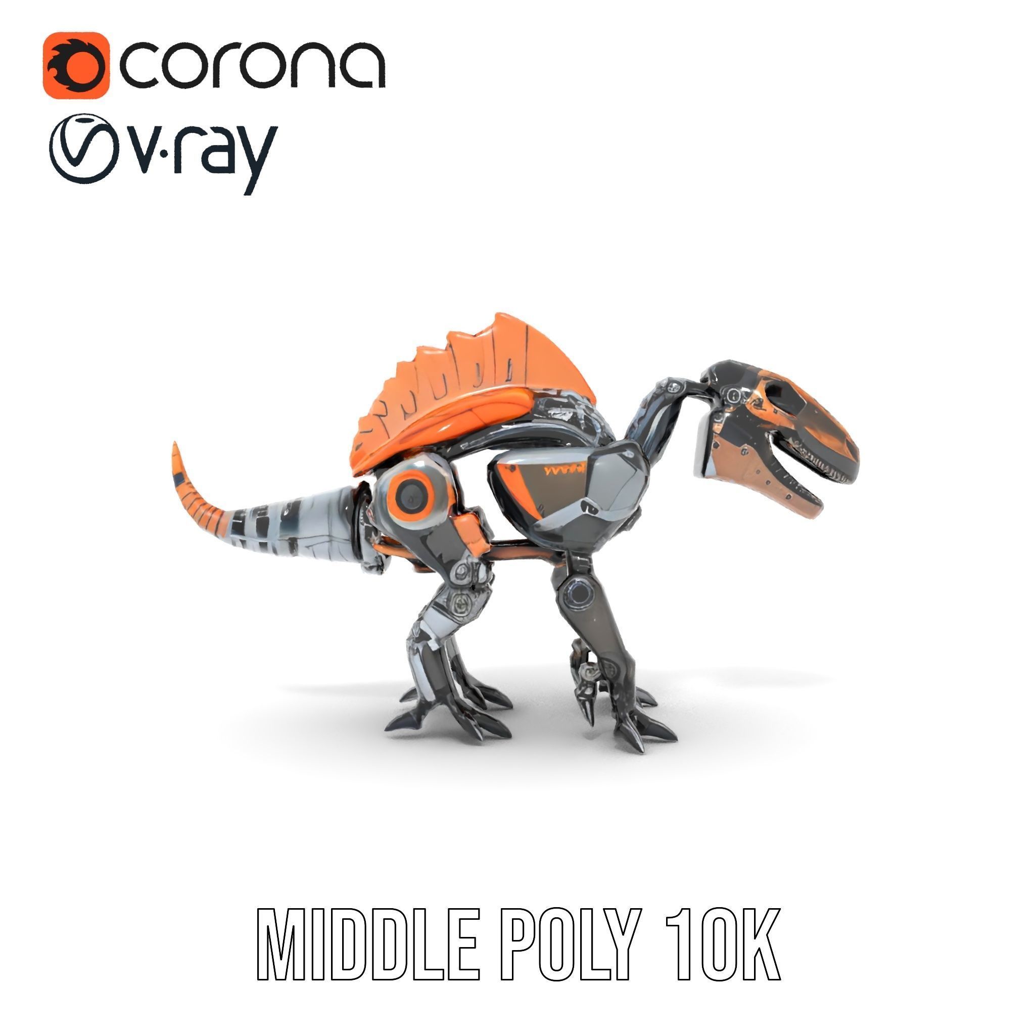 Robotic Dinosaur Model Pack with Steampunk Aesthetic Low-poly 3D model_18