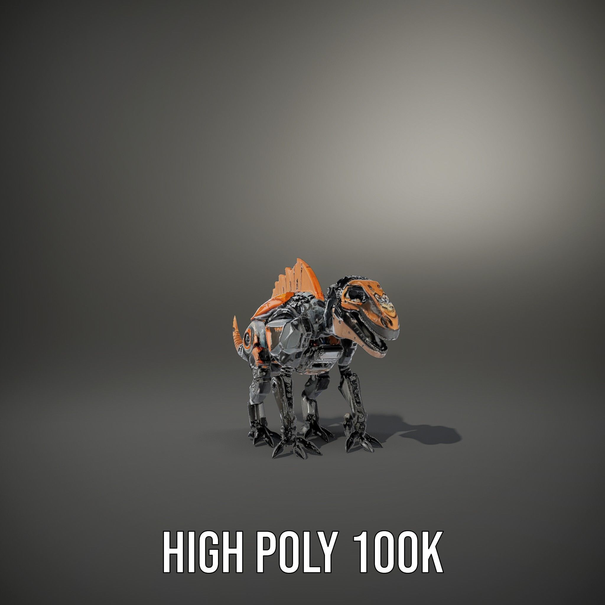 Robotic Dinosaur Model Pack with Steampunk Aesthetic Low-poly 3D model_8