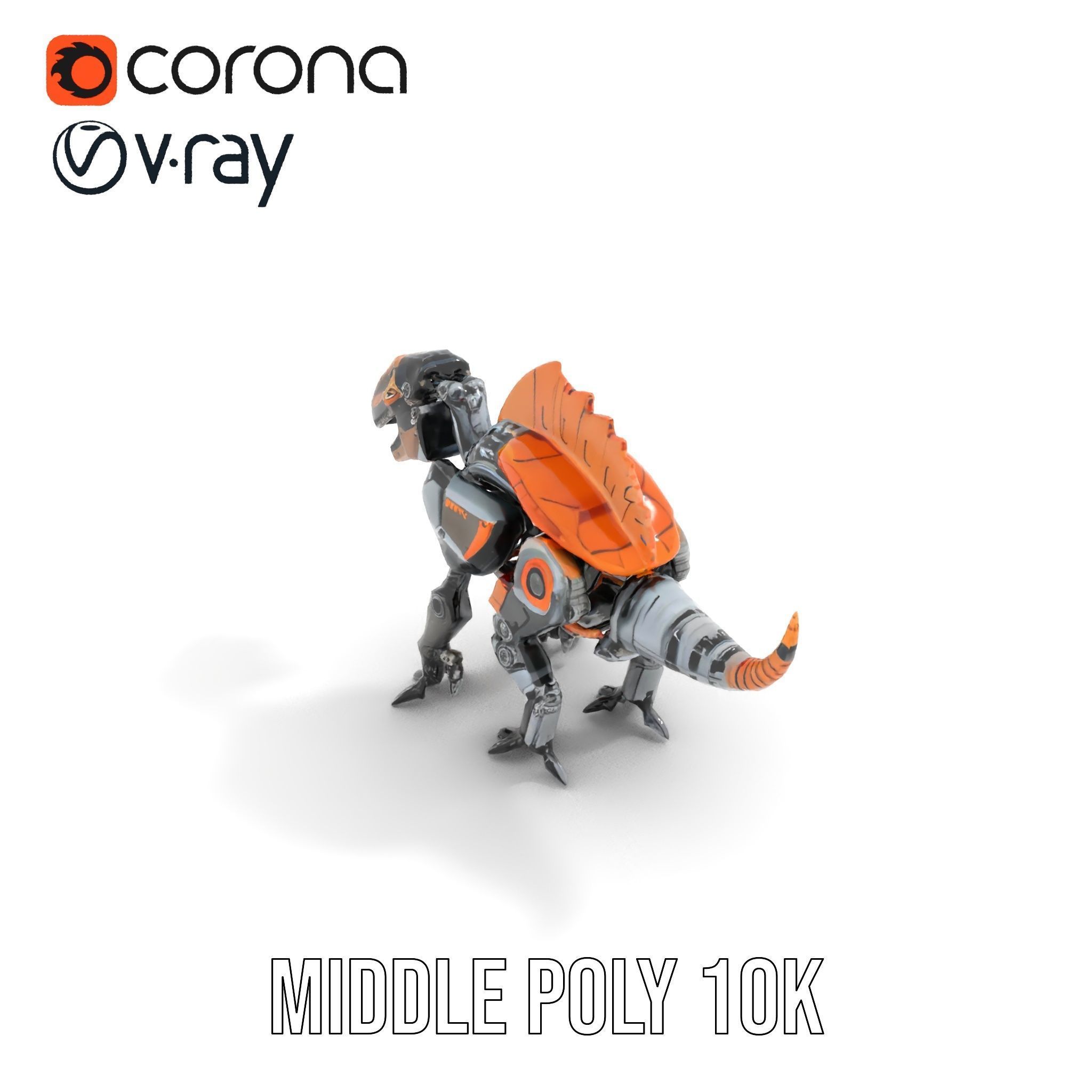 Robotic Dinosaur Model Pack with Steampunk Aesthetic Low-poly 3D model_6