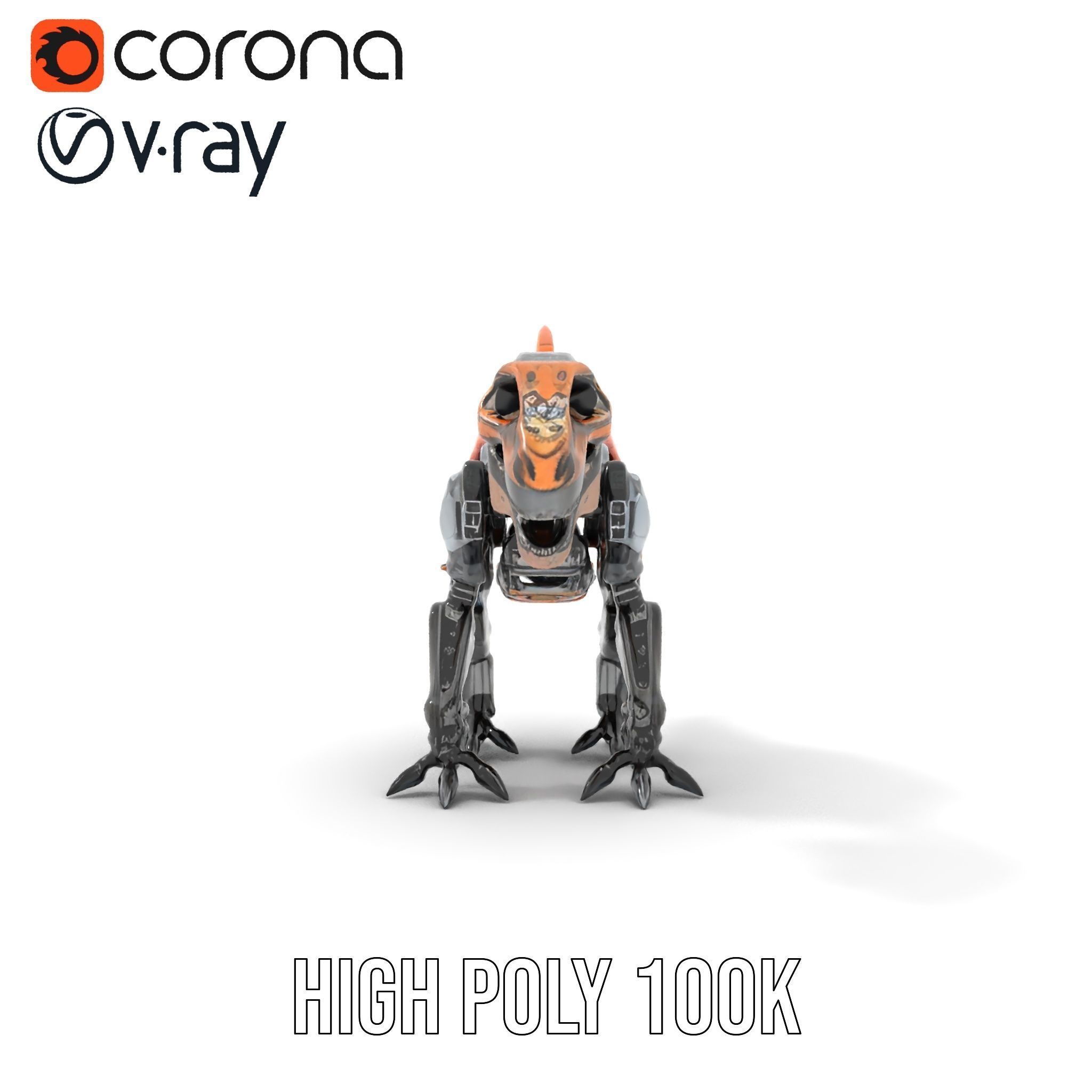 Robotic Dinosaur Model Pack with Steampunk Aesthetic Low-poly 3D model_25