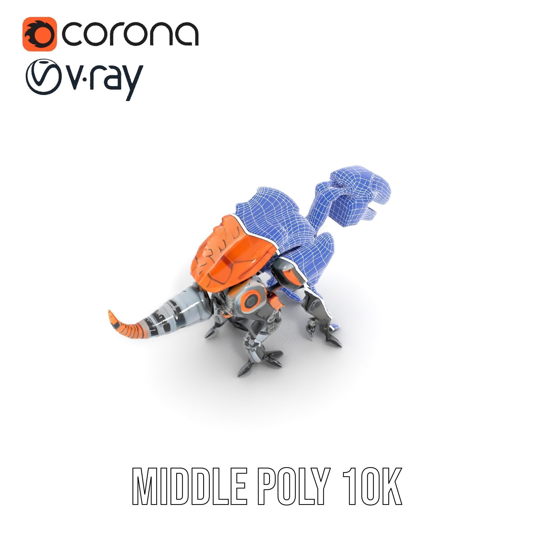 Robotic Dinosaur Model Pack with Steampunk Aesthetic Low-poly 3D model_29