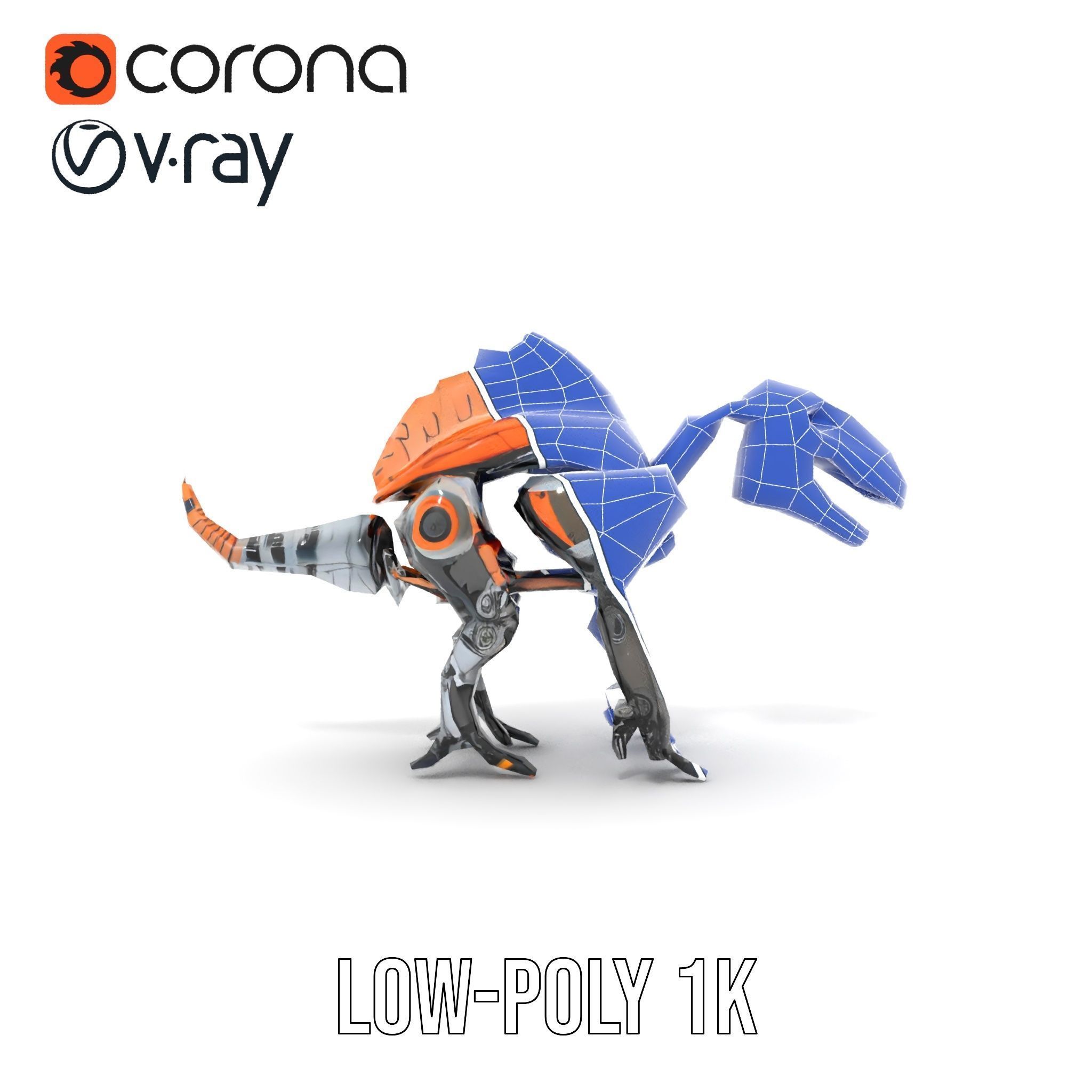 Robotic Dinosaur Model Pack with Steampunk Aesthetic Low-poly 3D model_24