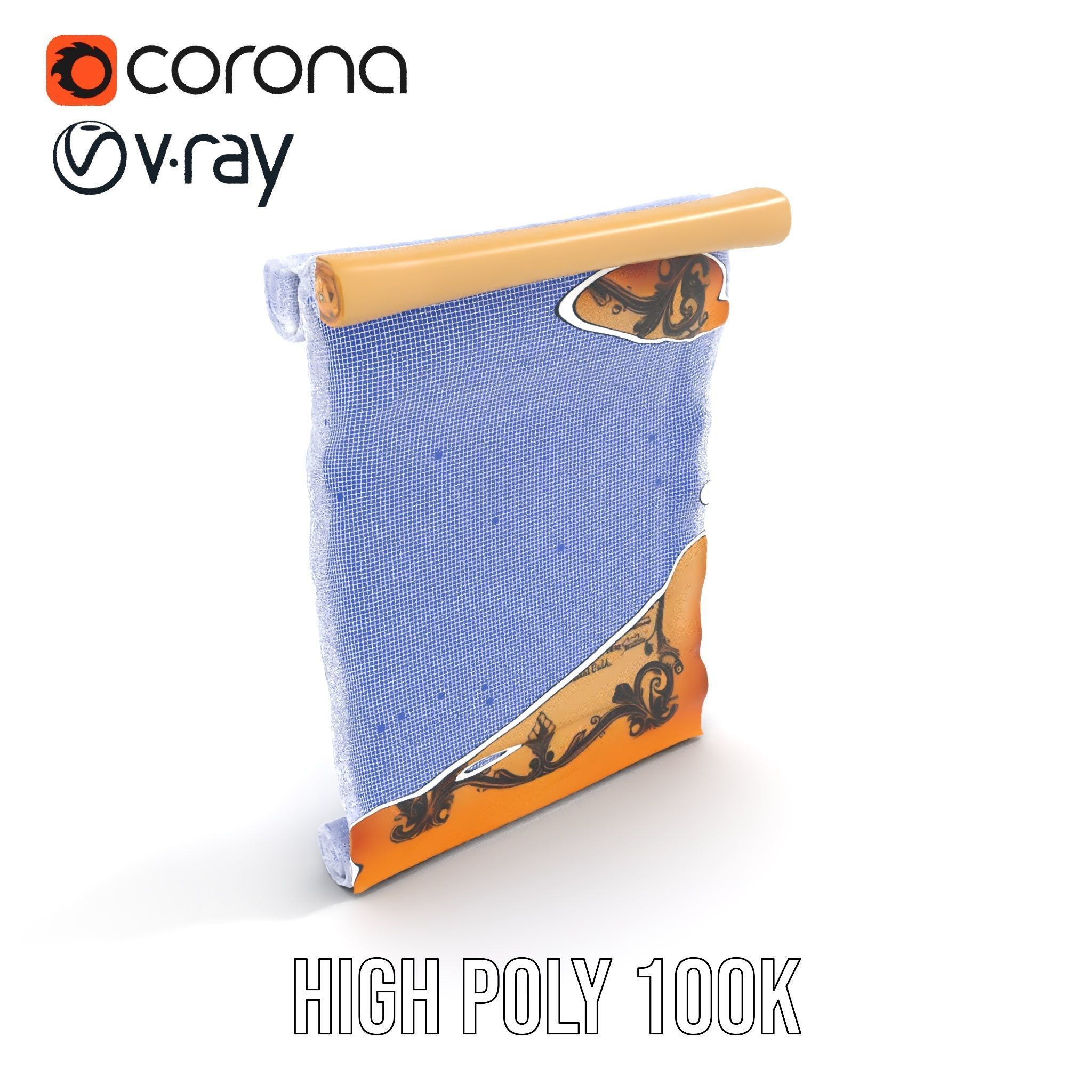 Ornate Ancient Scroll Model Pack with Arabic Script Low-poly 3D model_25