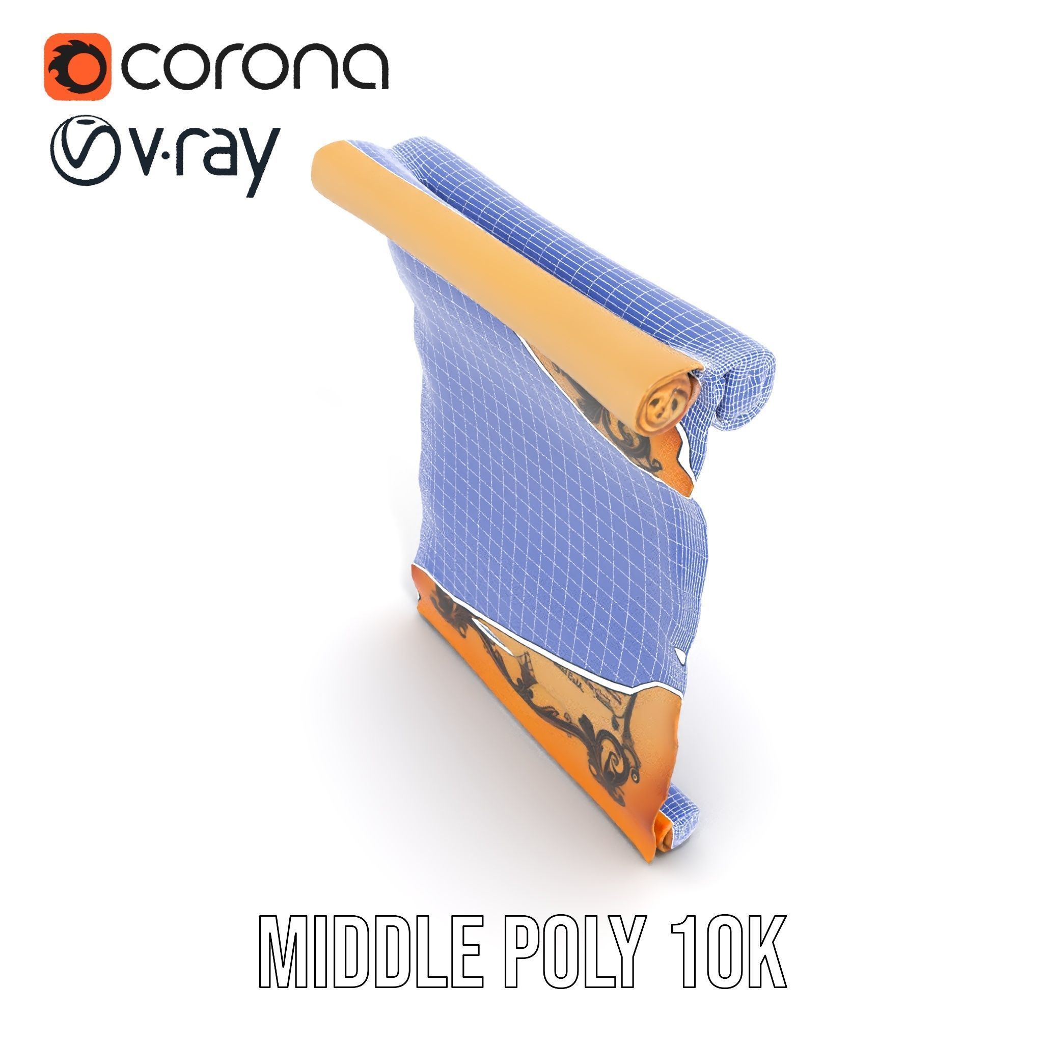 Ornate Ancient Scroll Model Pack with Arabic Script Low-poly 3D model_13