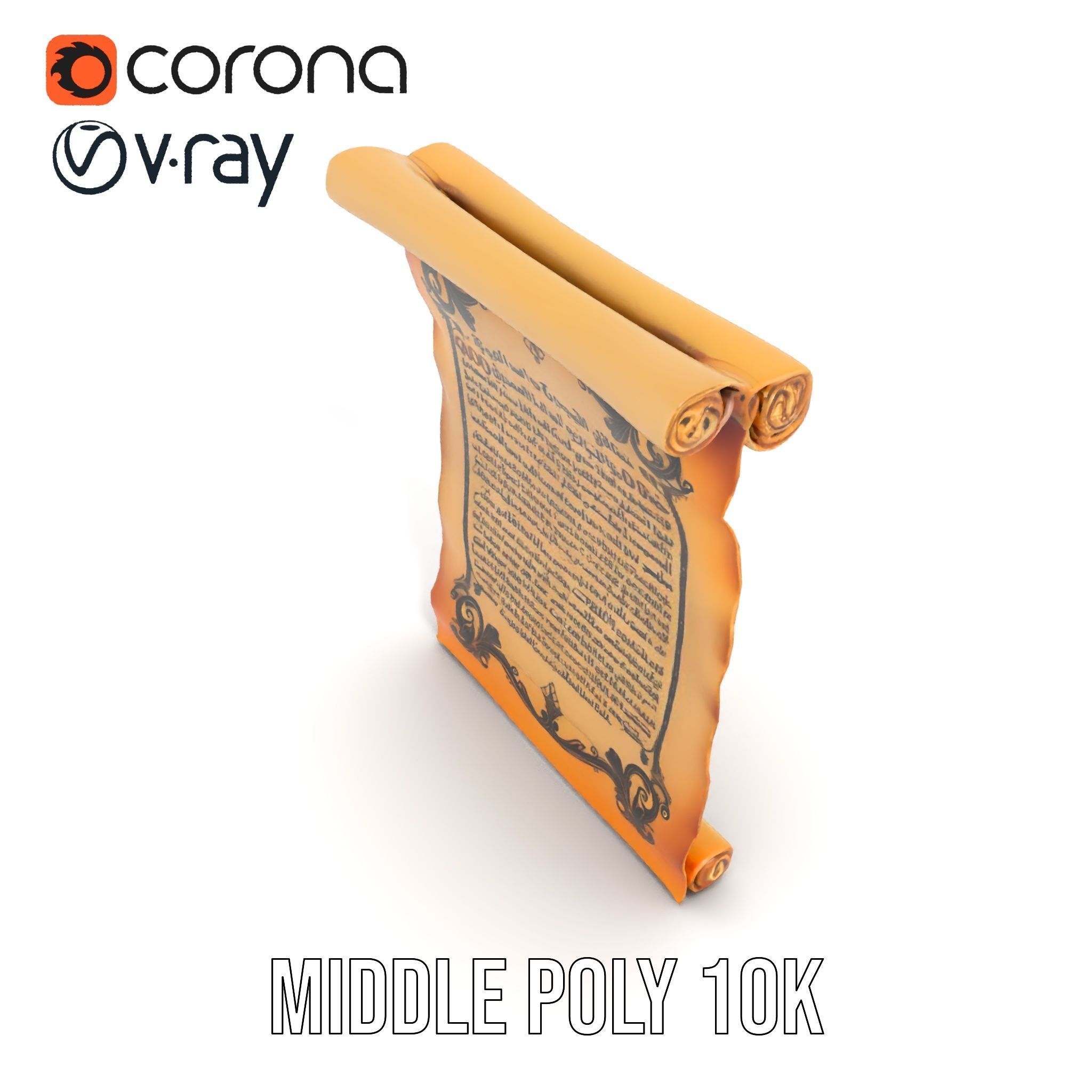 Ornate Ancient Scroll Model Pack with Arabic Script Low-poly 3D model_20