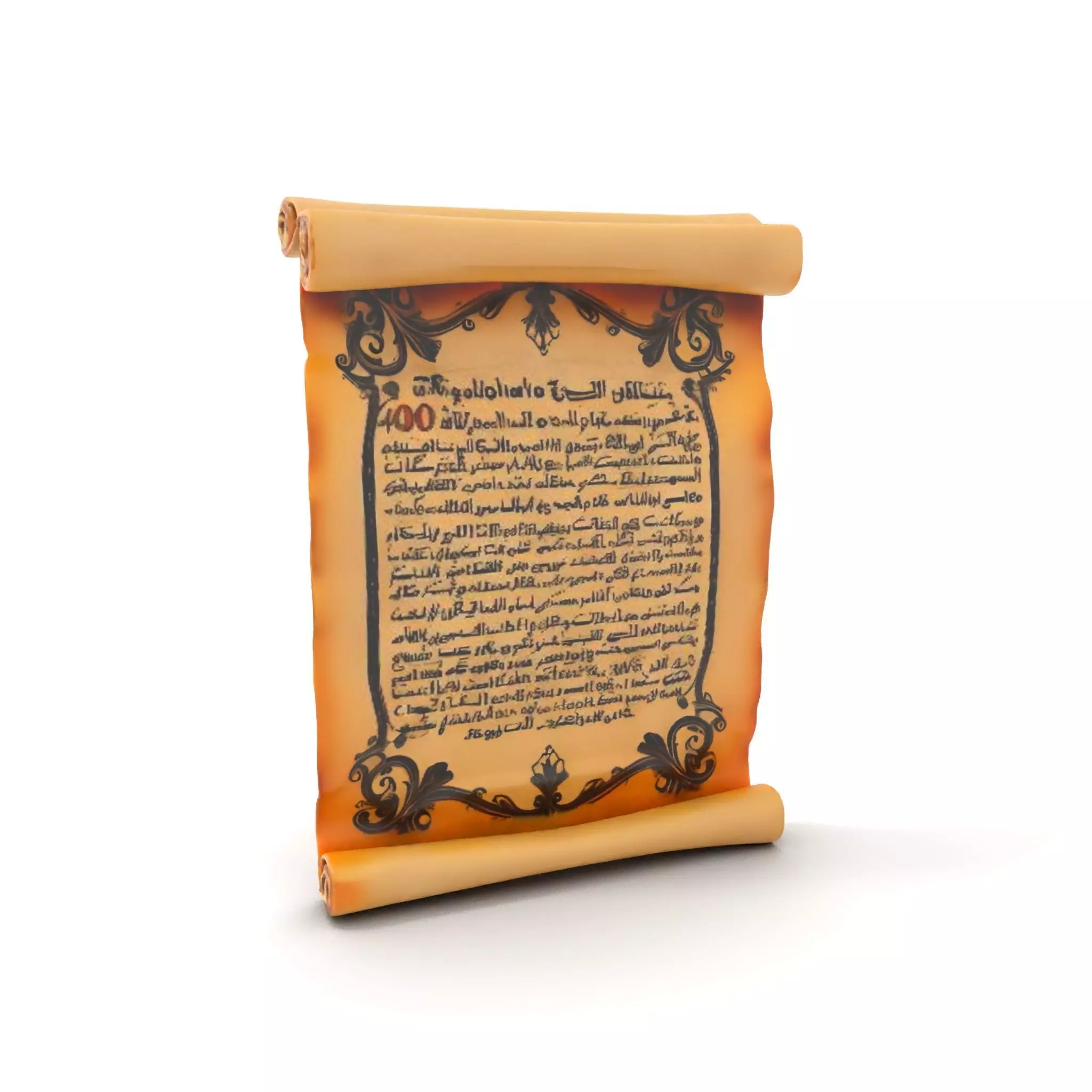 Ornate Ancient Scroll Model Pack with Arabic Script Low-poly 3D model_0