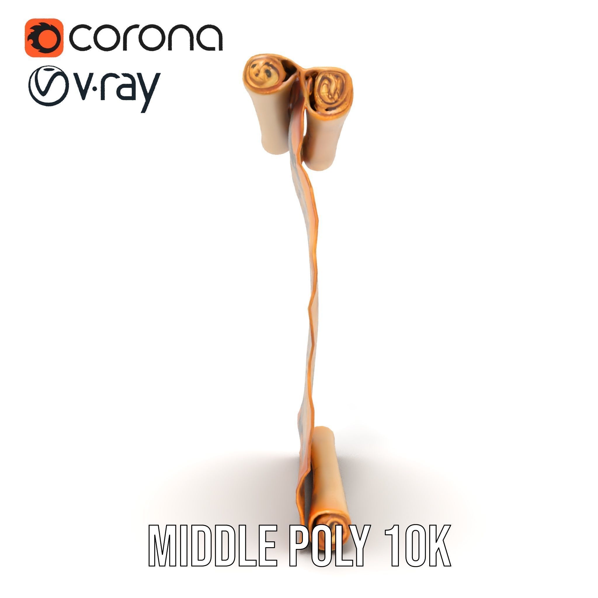 Ornate Ancient Scroll Model Pack with Arabic Script Low-poly 3D model_16