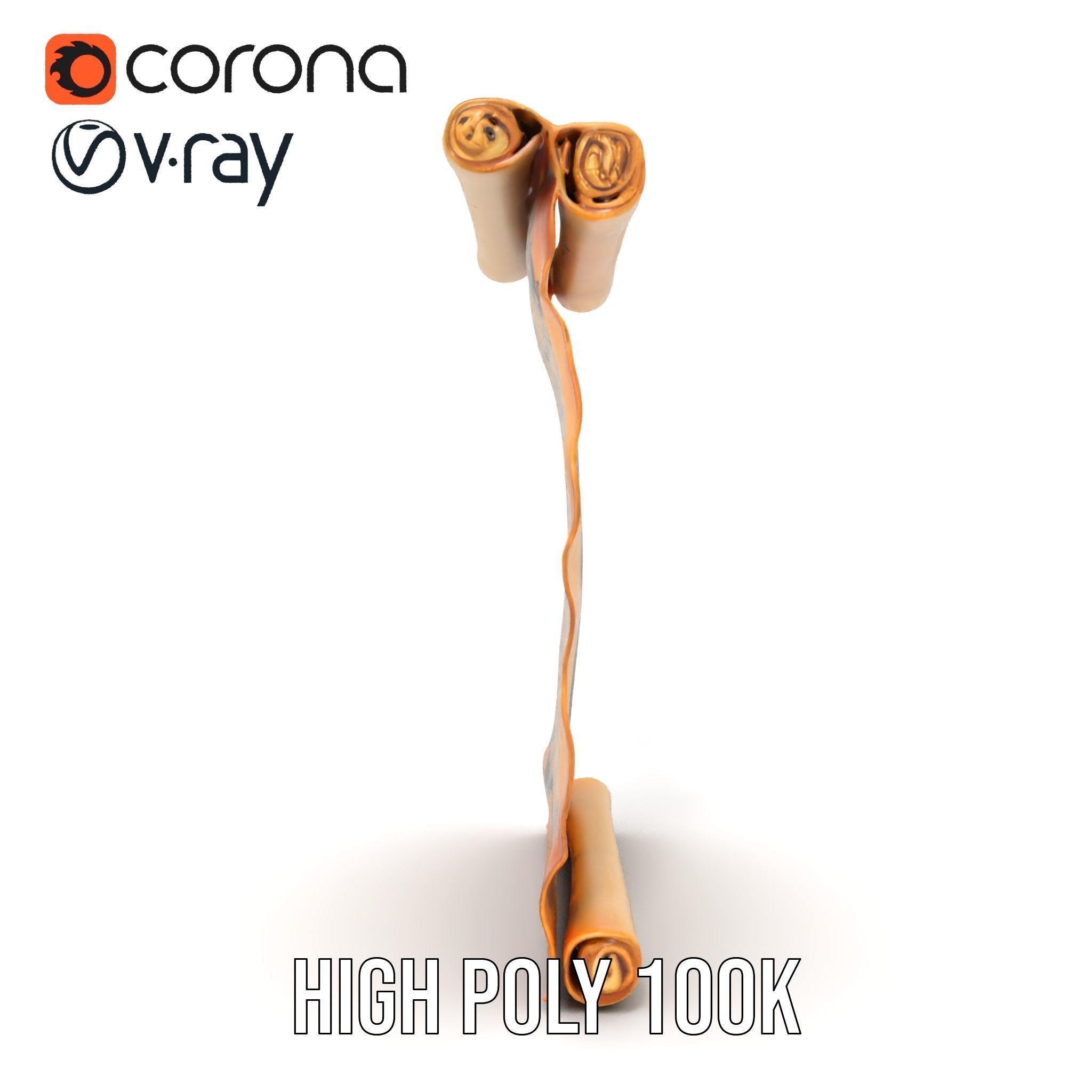 Ornate Ancient Scroll Model Pack with Arabic Script Low-poly 3D model_15