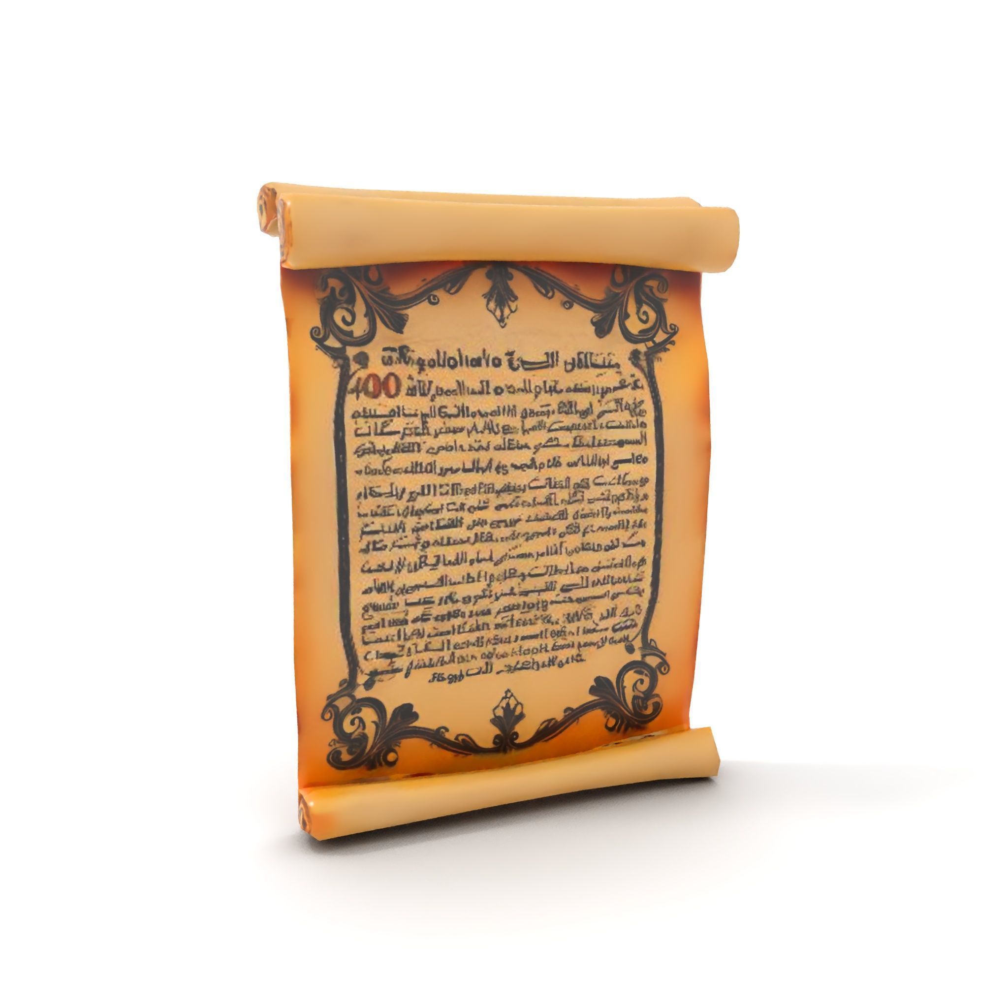 Ornate Ancient Scroll Model Pack with Arabic Script Low-poly 3D model_24