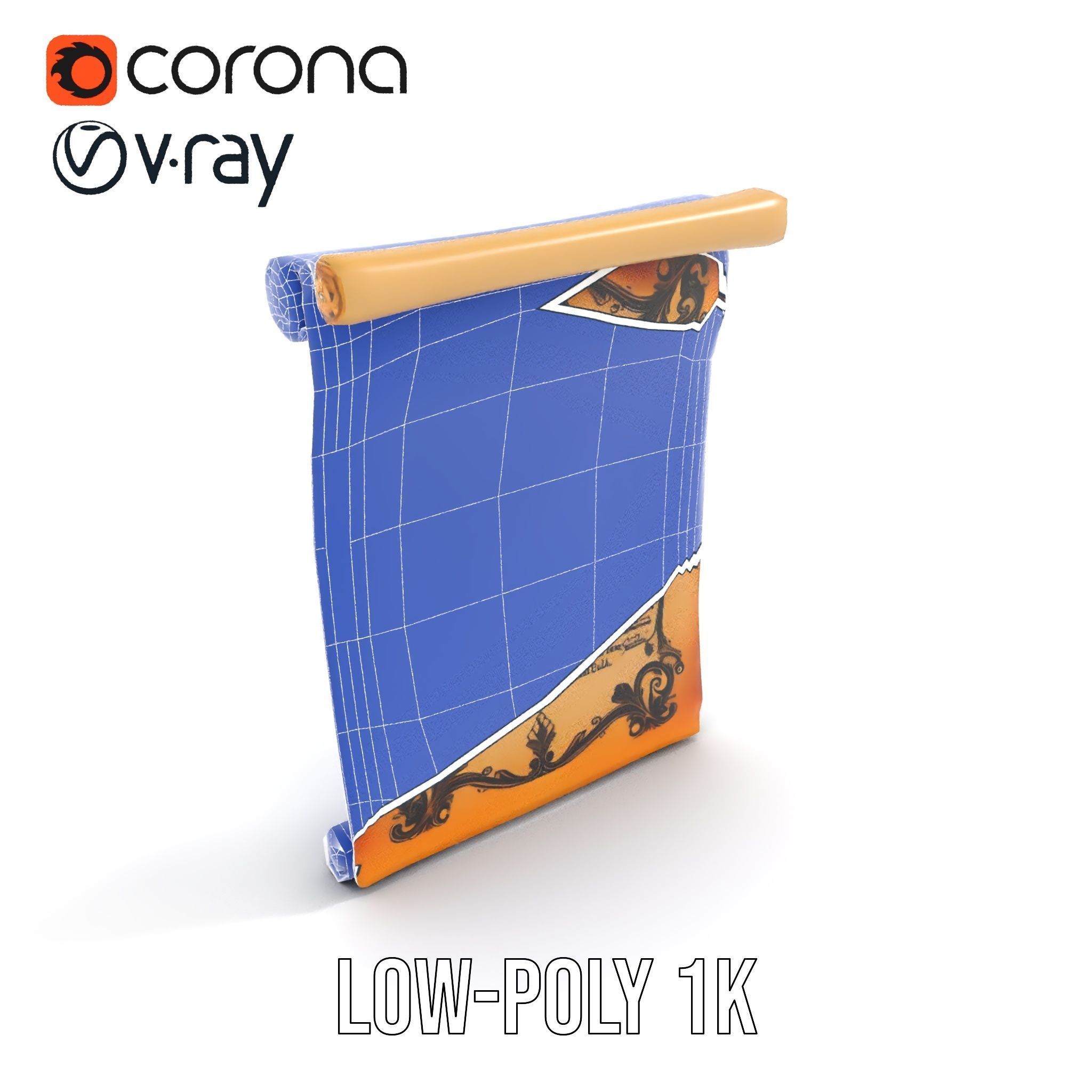 Ornate Ancient Scroll Model Pack with Arabic Script Low-poly 3D model_21