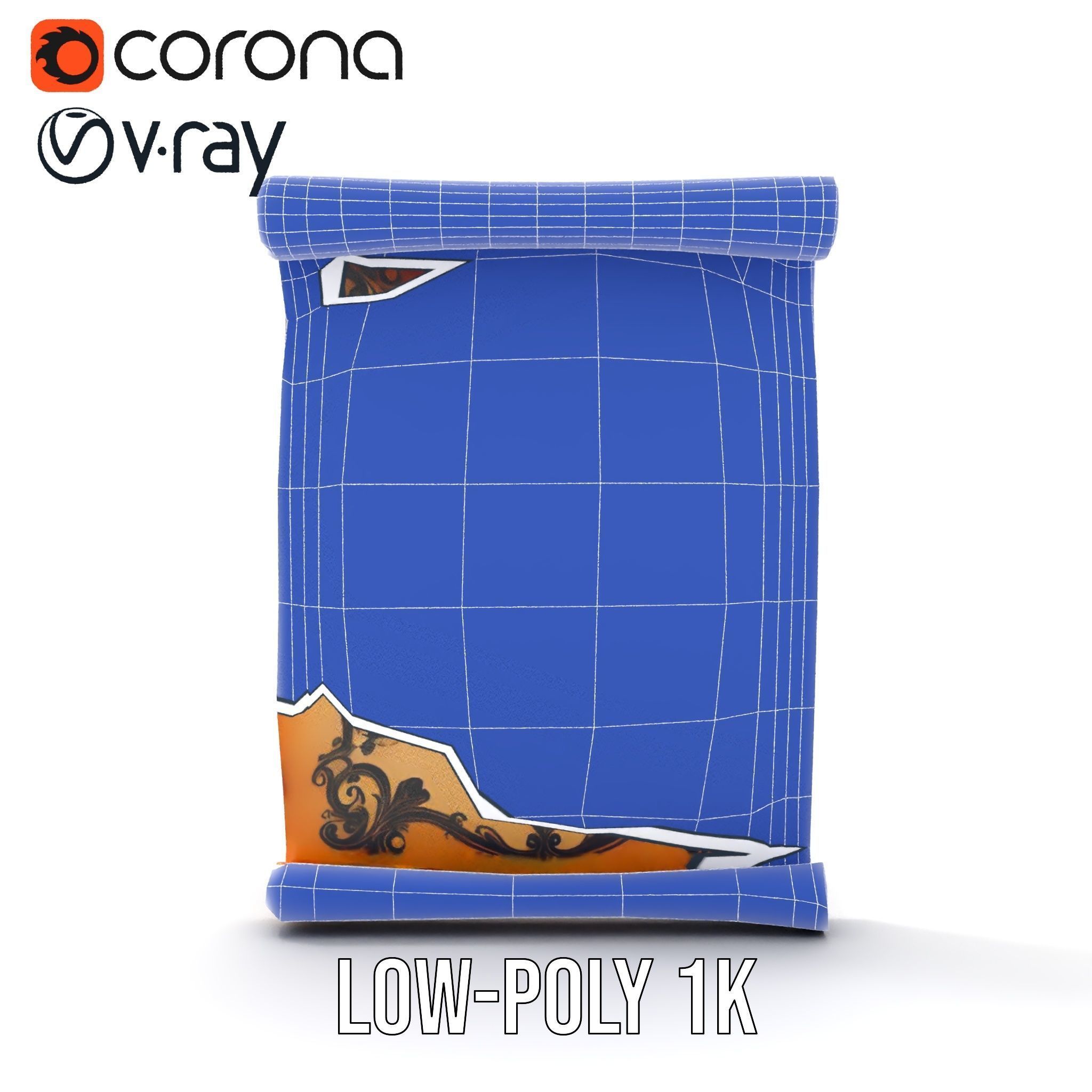 Ornate Ancient Scroll Model Pack with Arabic Script Low-poly 3D model_12