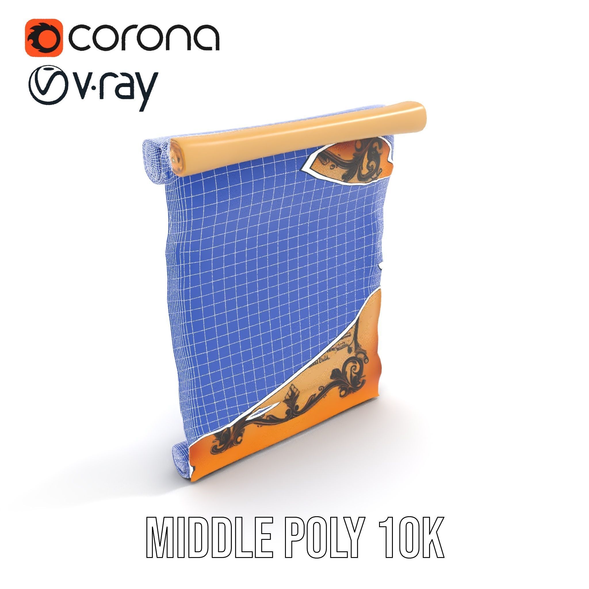 Ornate Ancient Scroll Model Pack with Arabic Script Low-poly 3D model_5