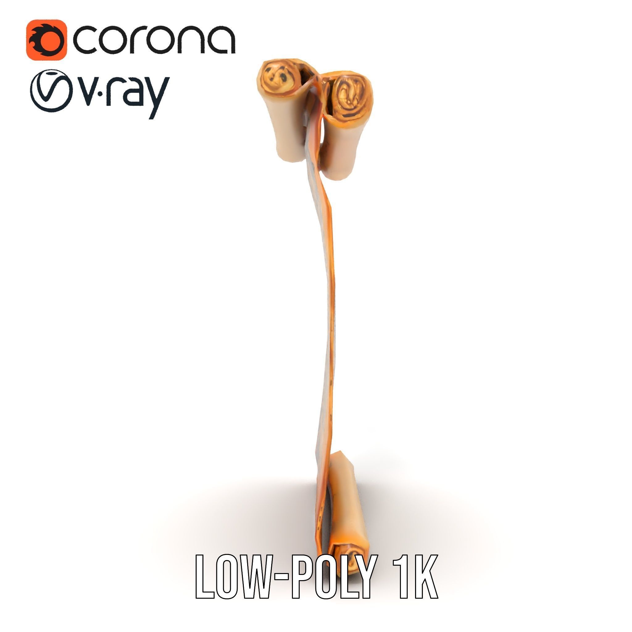 Ornate Ancient Scroll Model Pack with Arabic Script Low-poly 3D model_19