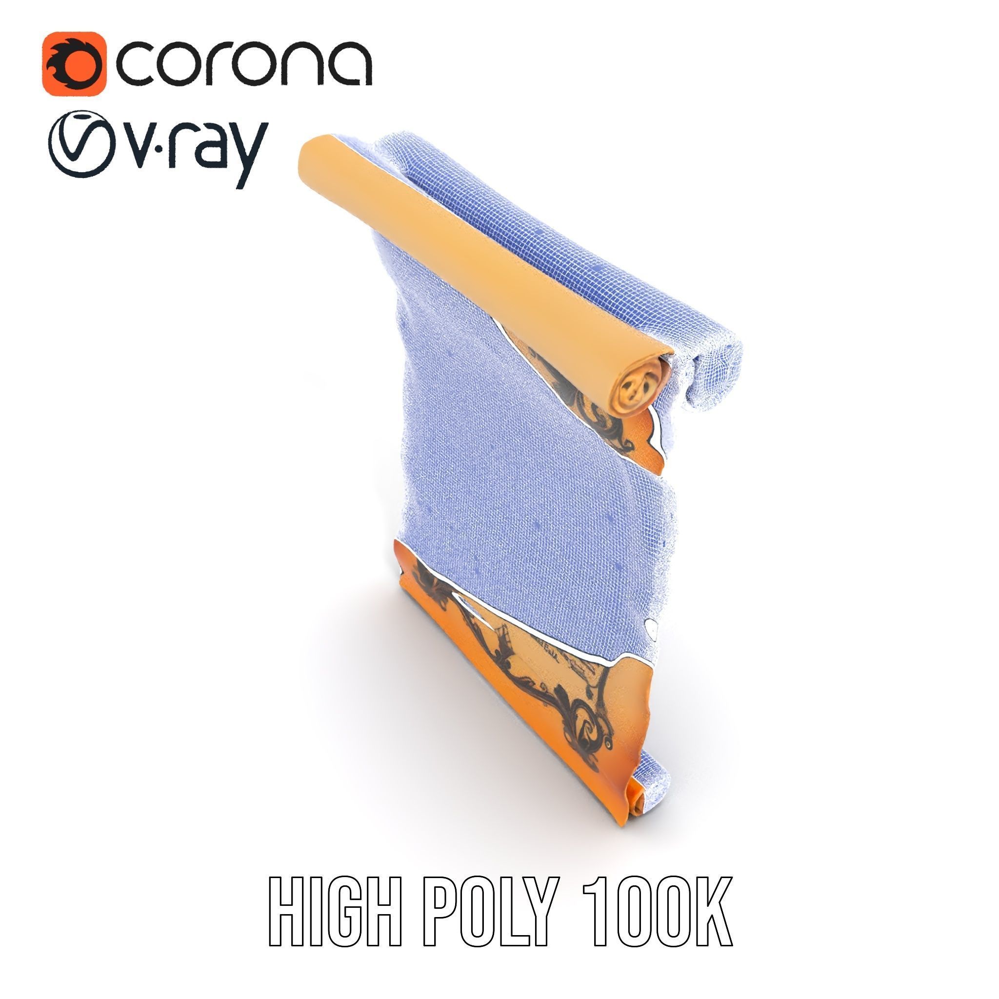 Ornate Ancient Scroll Model Pack with Arabic Script Low-poly 3D model_34