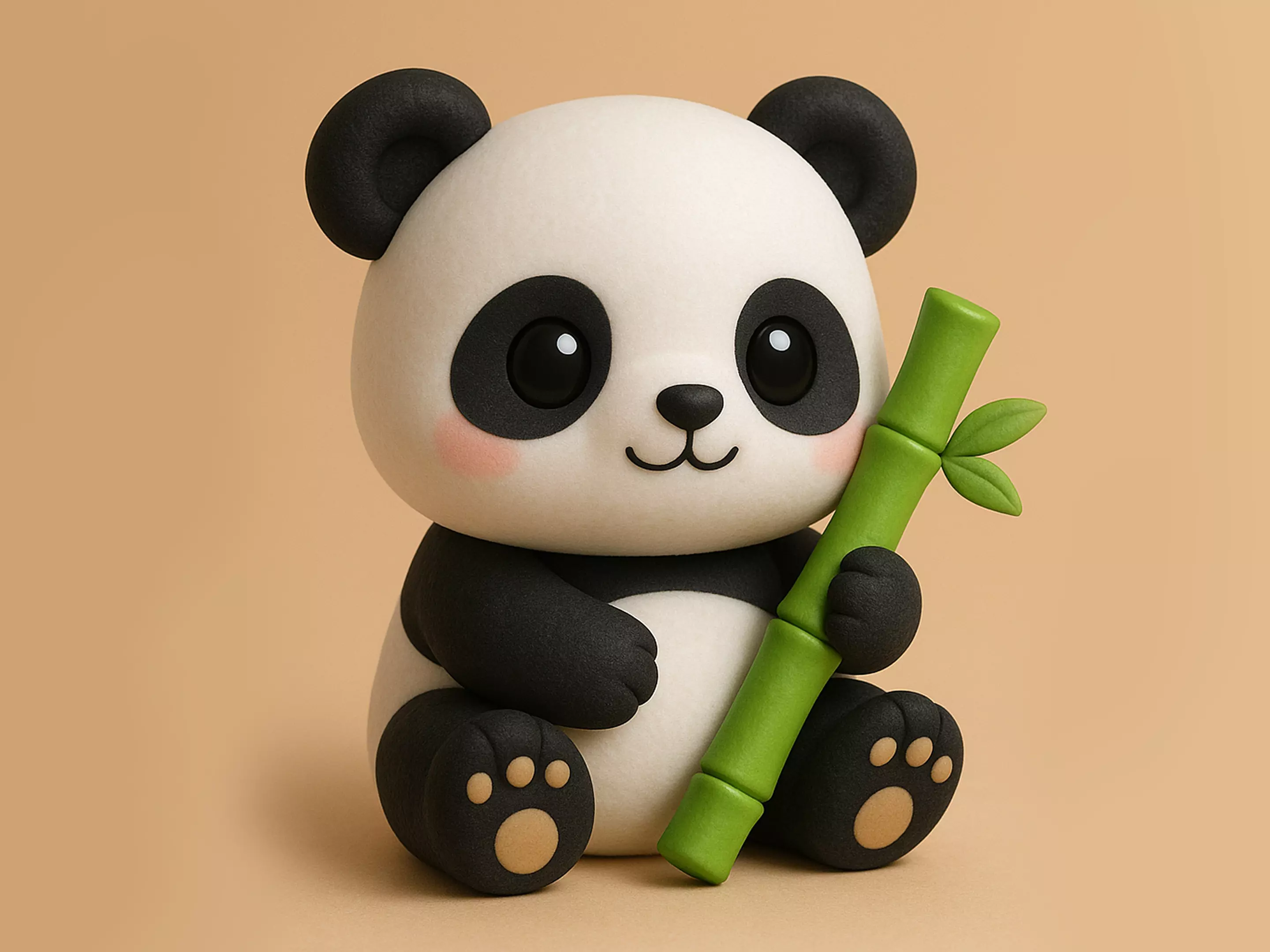 Panda with Bamboo 3D print model_0