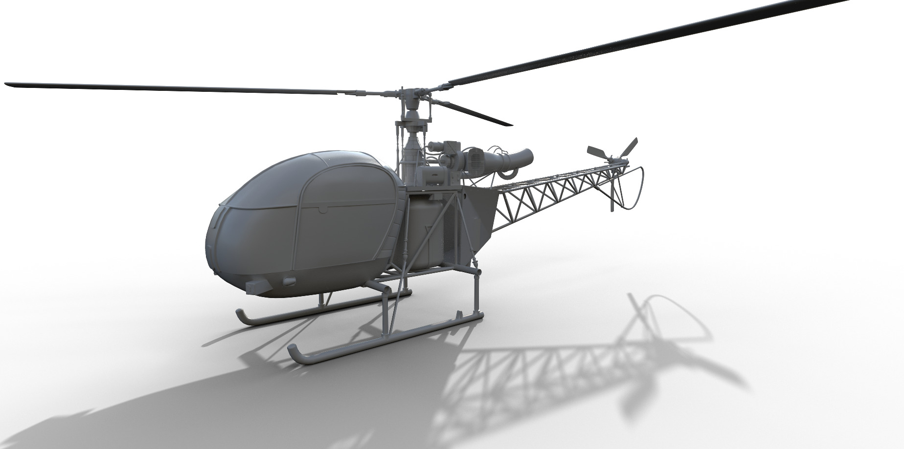SA 315B Lama HALCheetah Helicopter  Game Ready 3D Model Low-poly 3D model_4