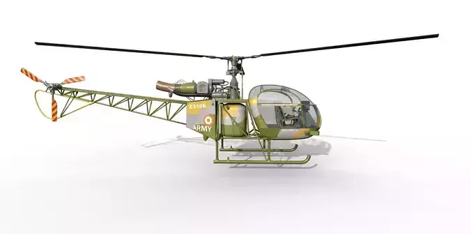 SA 315B Lama HALCheetah Helicopter  Game Ready 3D Model Low-poly 3D model