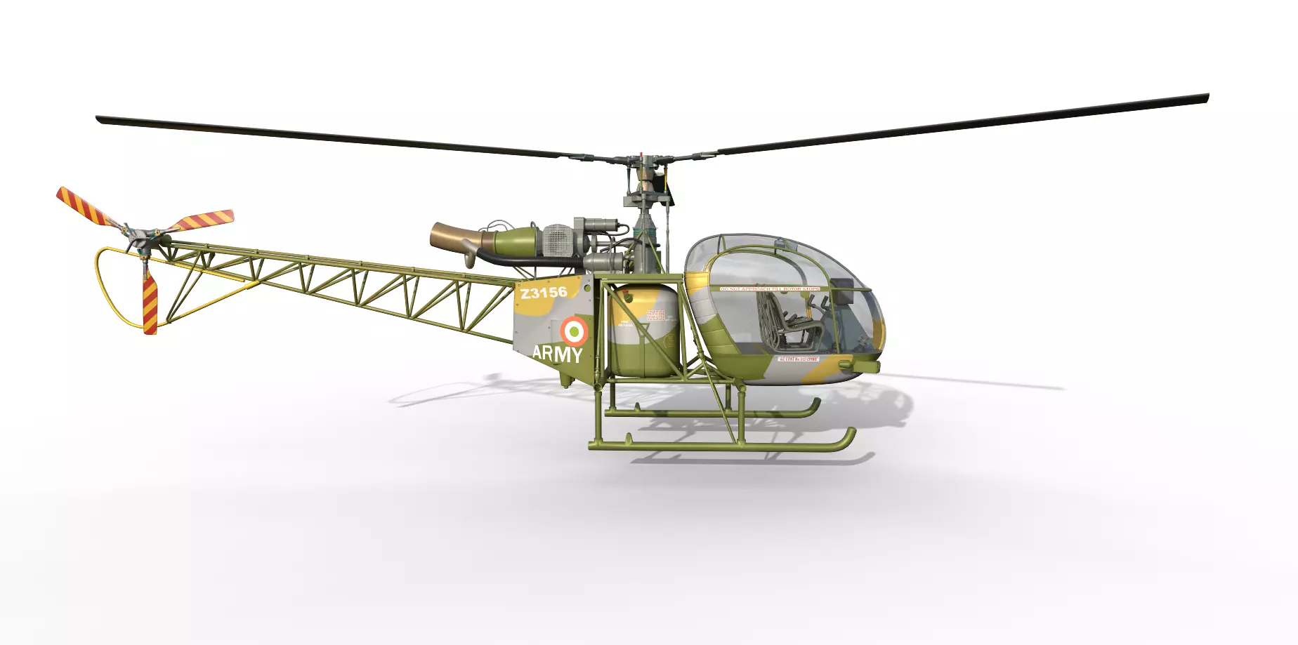 SA 315B Lama HALCheetah Helicopter  Game Ready 3D Model Low-poly 3D model_0