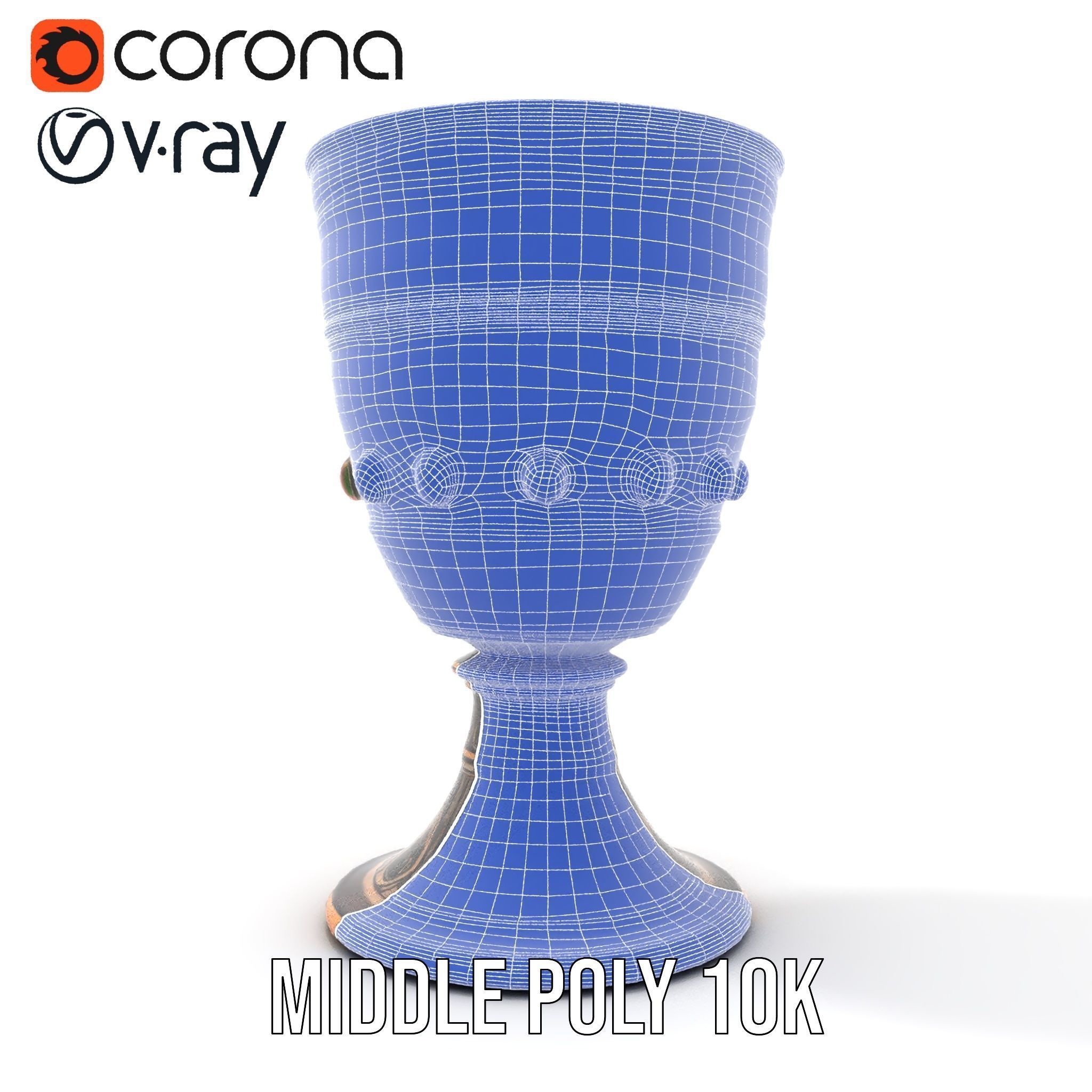 Ornate Chalice with Gemstones Model Pack Low-poly 3D model_30