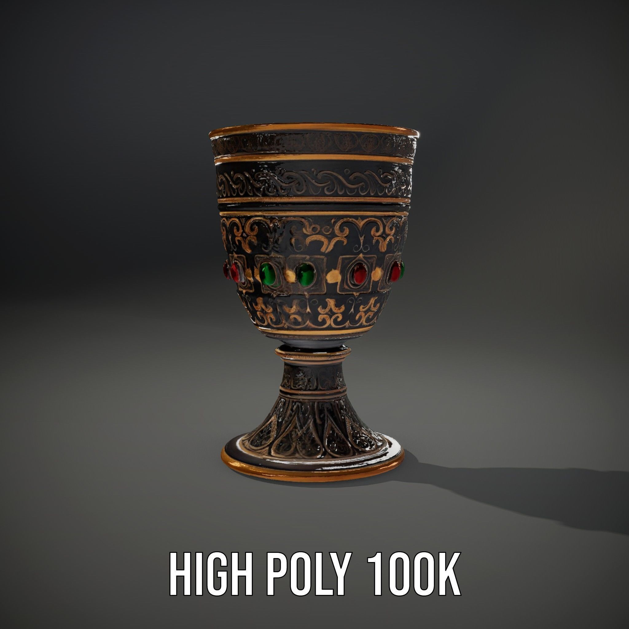 Ornate Chalice with Gemstones Model Pack Low-poly 3D model_10