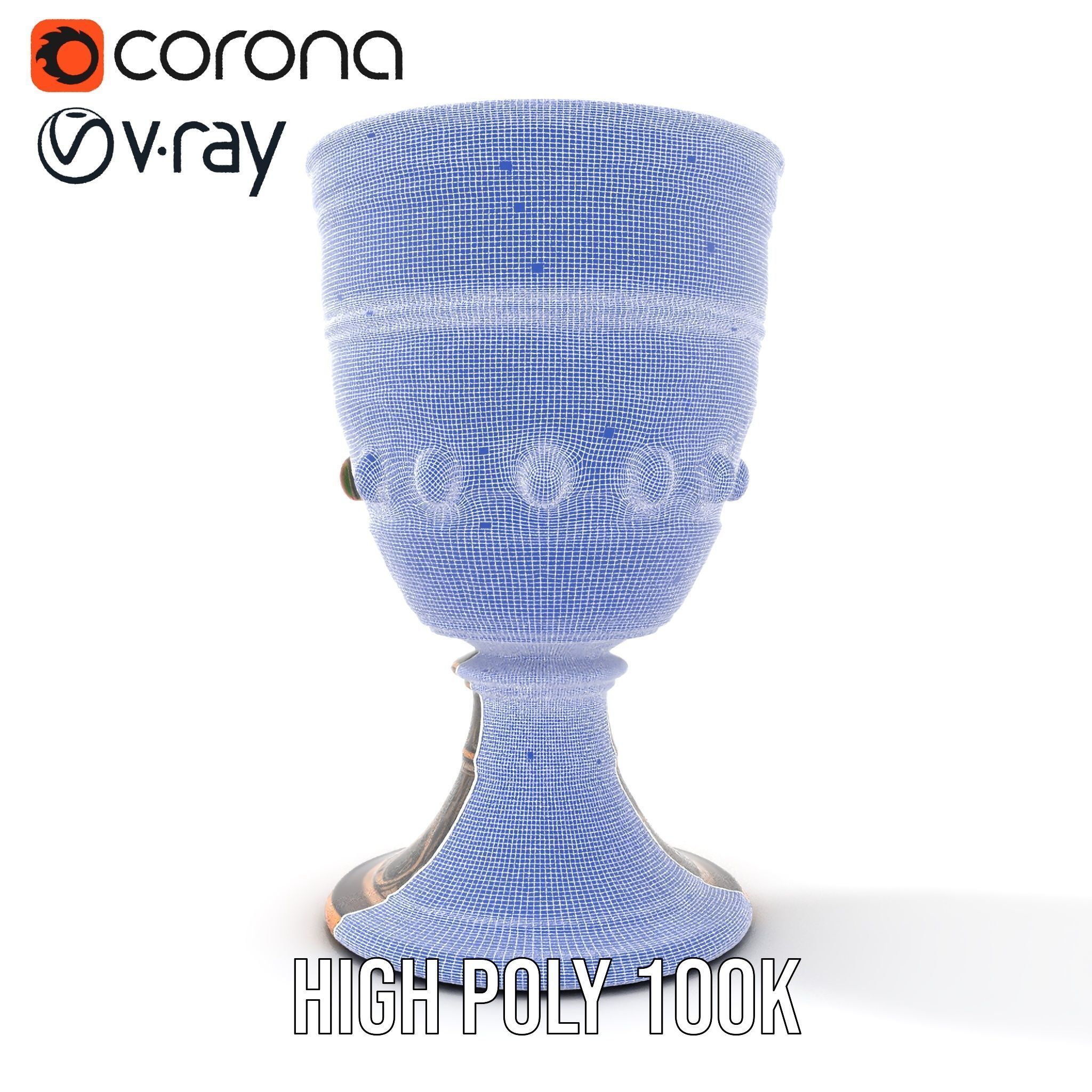 Ornate Chalice with Gemstones Model Pack Low-poly 3D model_33
