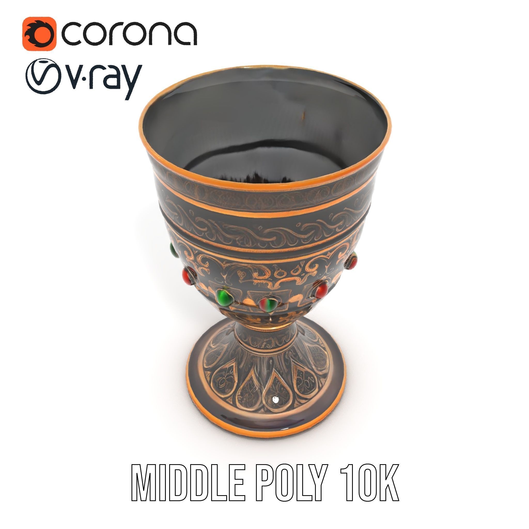 Ornate Chalice with Gemstones Model Pack Low-poly 3D model_24
