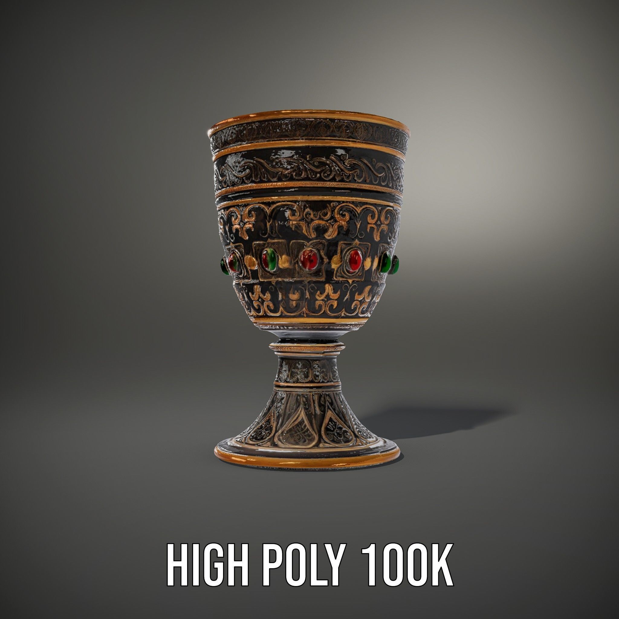 Ornate Chalice with Gemstones Model Pack Low-poly 3D model_8