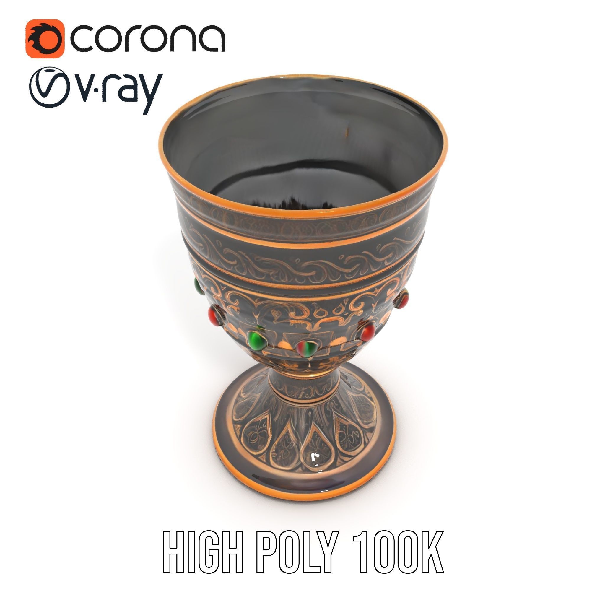 Ornate Chalice with Gemstones Model Pack Low-poly 3D model_20