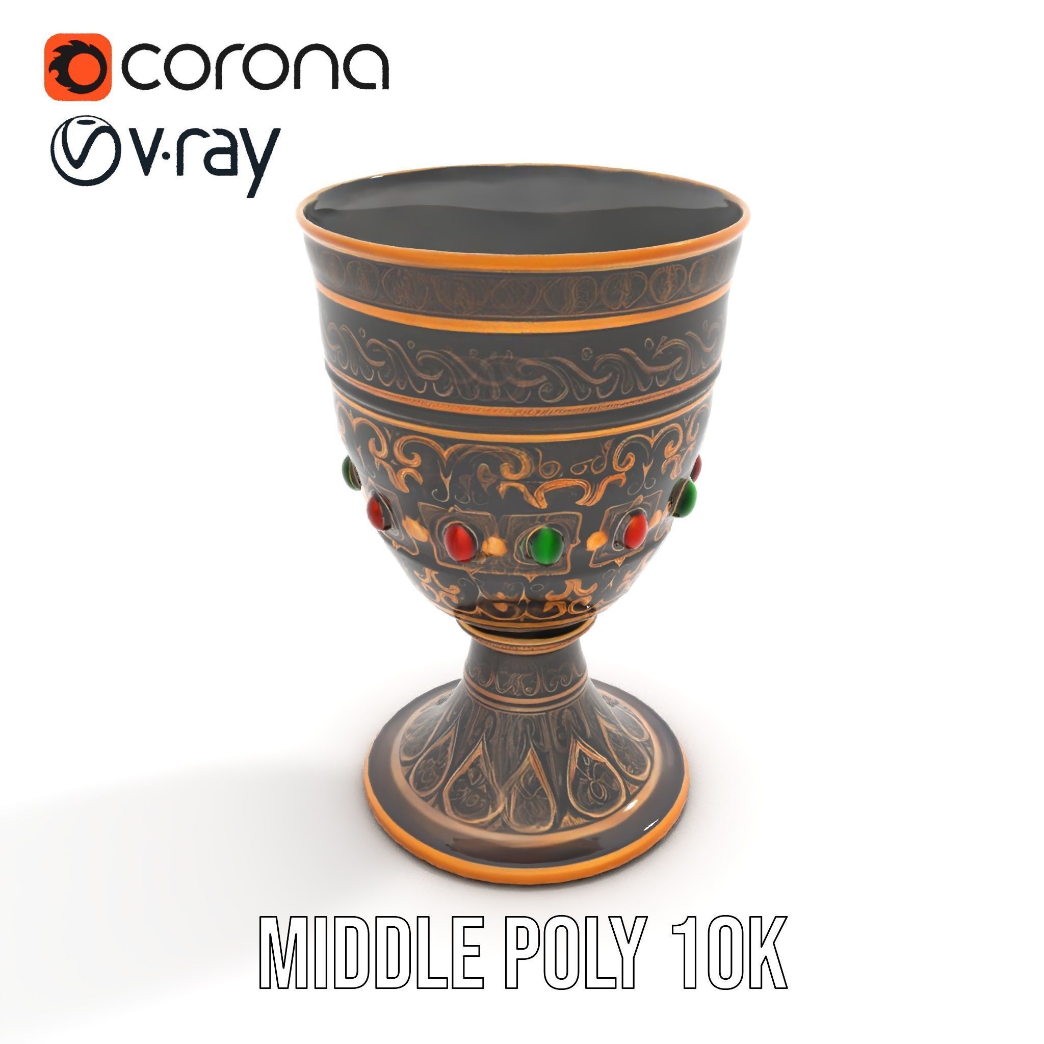 Ornate Chalice with Gemstones Model Pack Low-poly 3D model_21