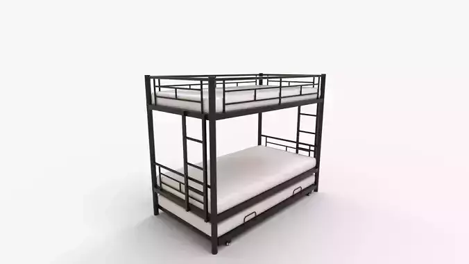 Kofun Bunk Bed Twin over Twin Metal Bunk Bed with Trundle 3D model