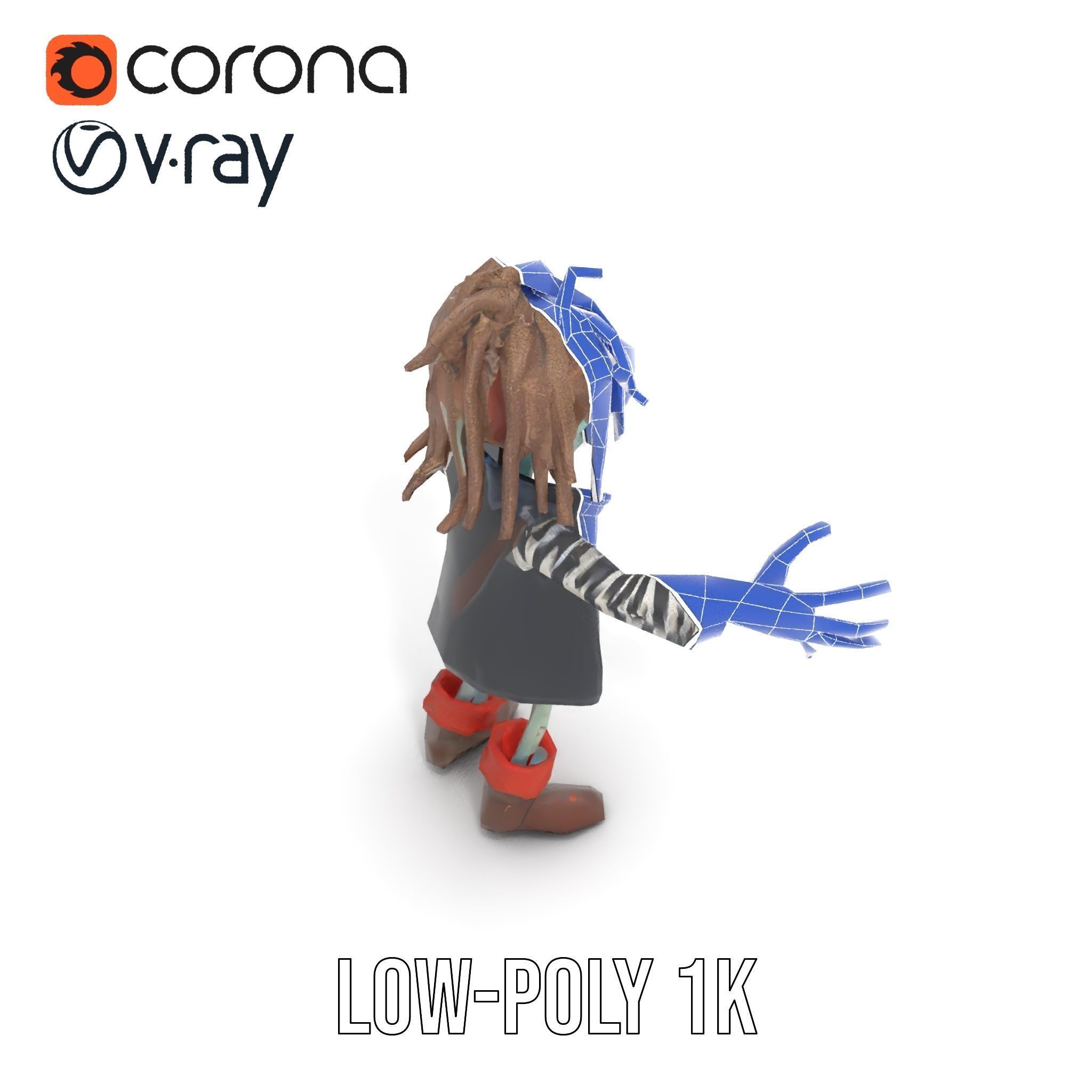 Zombie Pirate Character Model  Rigged and Animated Low-poly 3D model_18