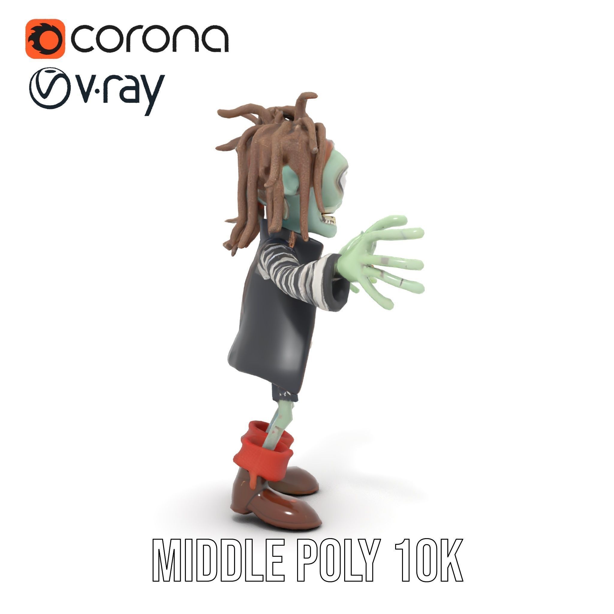 Zombie Pirate Character Model  Rigged and Animated Low-poly 3D model_15