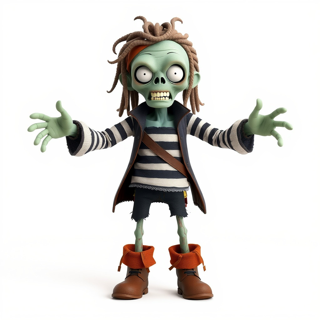 Zombie Pirate Character Model  Rigged and Animated Low-poly 3D model_2