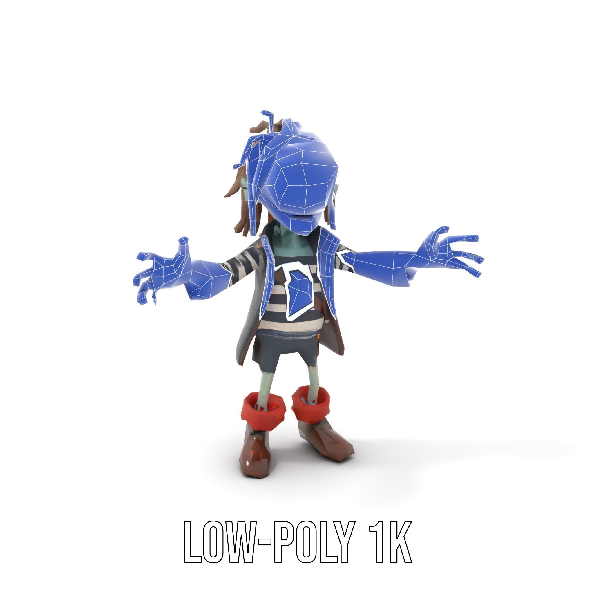 Zombie Pirate Character Model  Rigged and Animated Low-poly 3D model_30