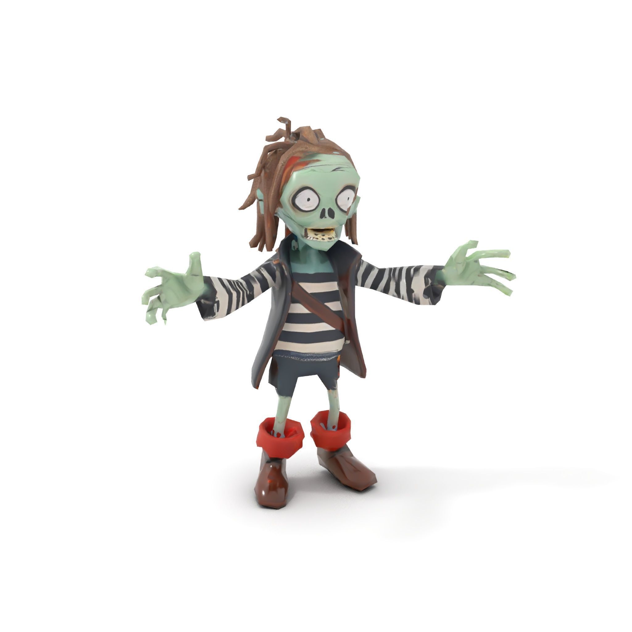 Zombie Pirate Character Model  Rigged and Animated Low-poly 3D model_7