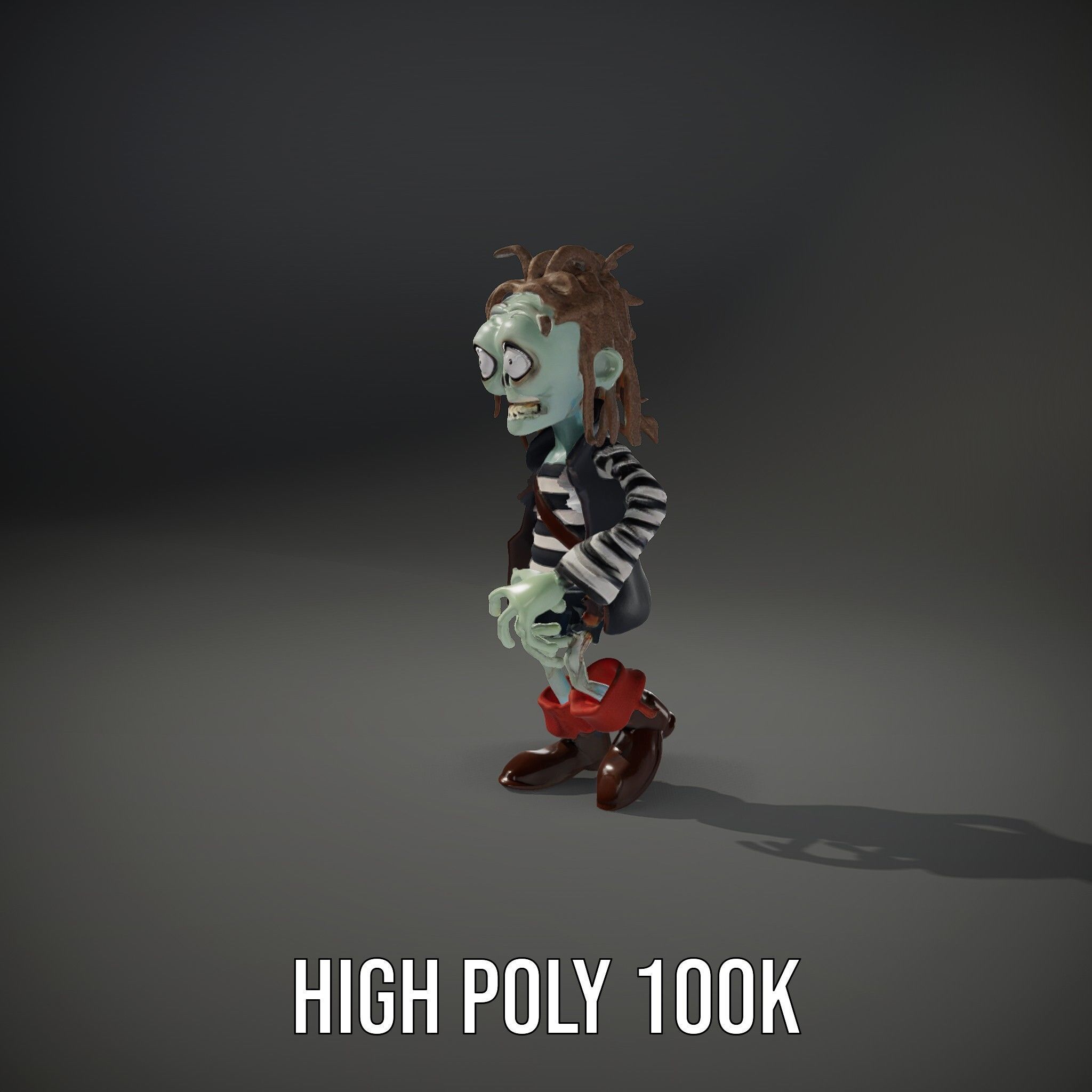 Zombie Pirate Character Model  Rigged and Animated Low-poly 3D model_33