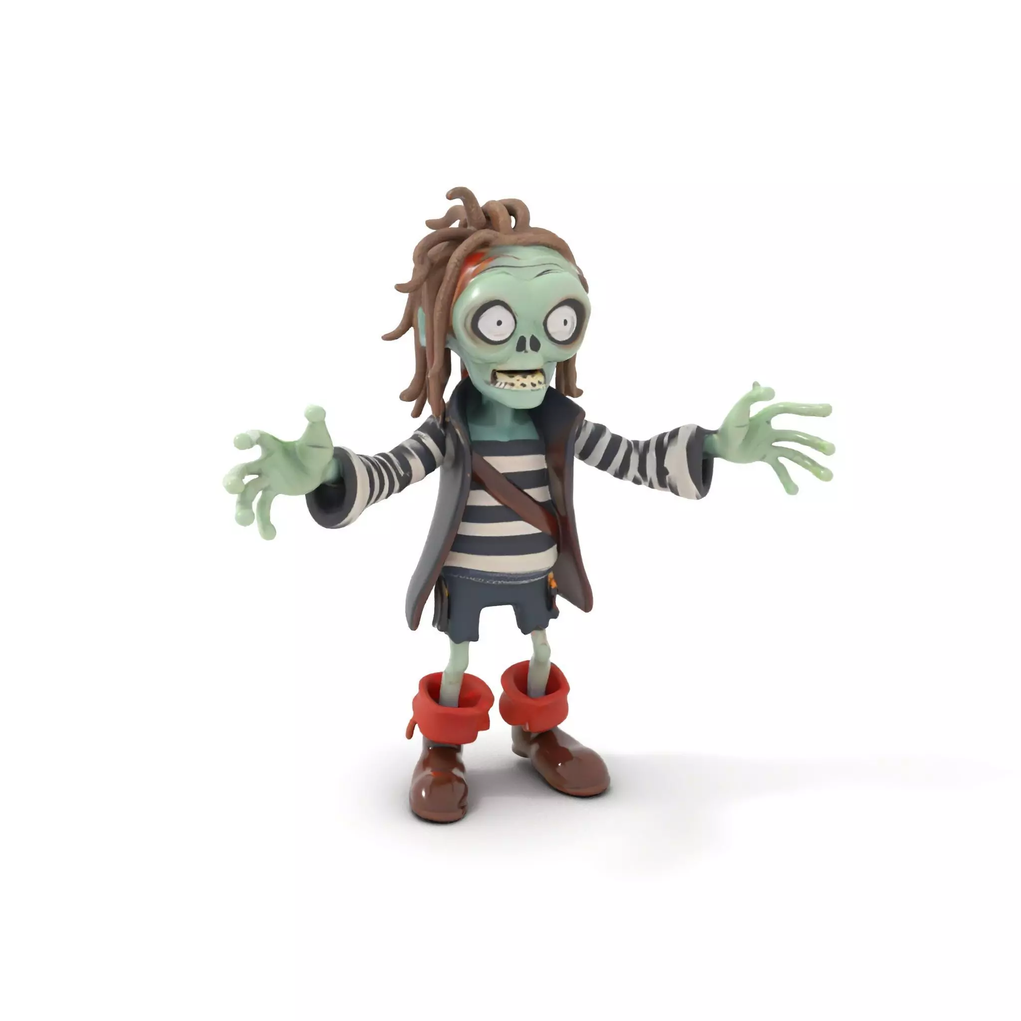 Zombie Pirate Character Model  Rigged and Animated Low-poly 3D model_0