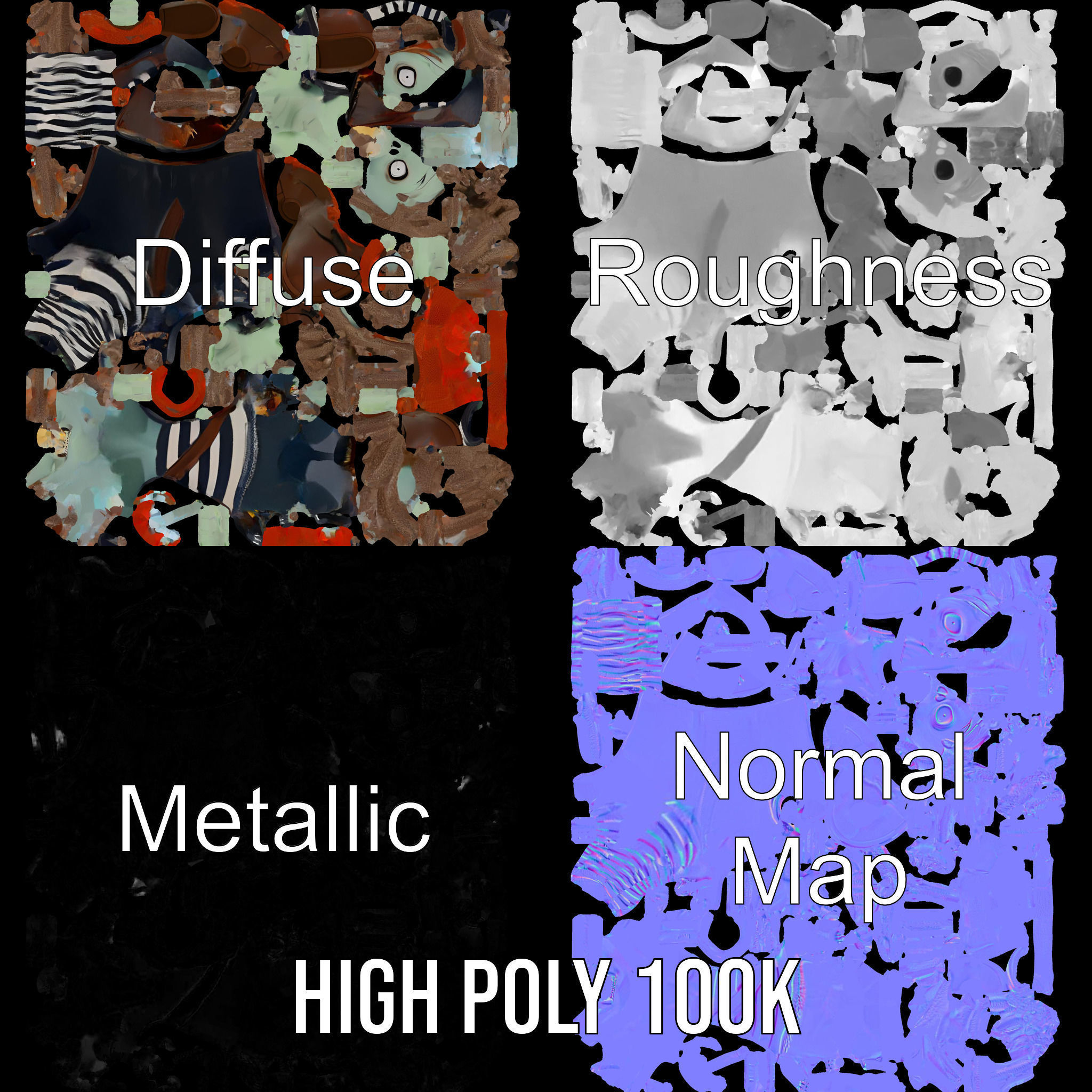 Zombie Pirate Character Model  Rigged and Animated Low-poly 3D model_3