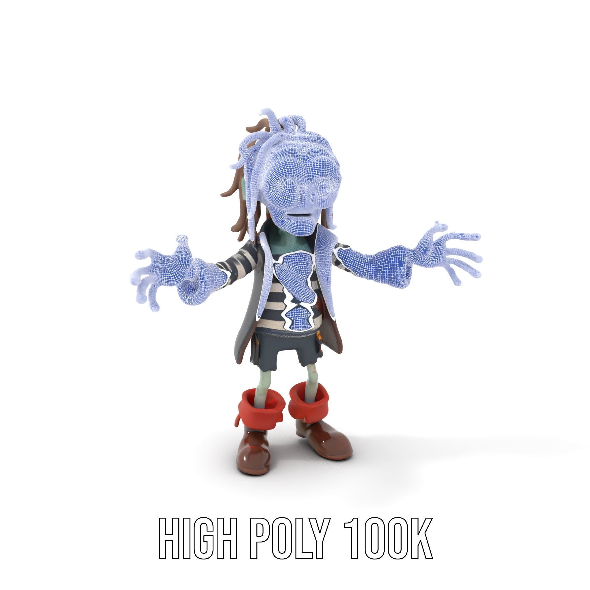 Zombie Pirate Character Model  Rigged and Animated Low-poly 3D model_4