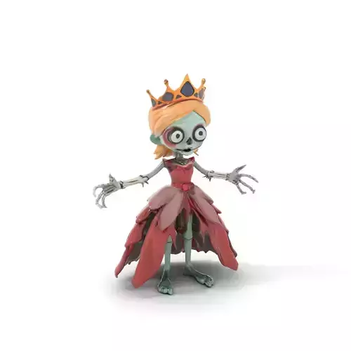 Zombie Princess Character Model Rigged and Animated Low-poly 3D model