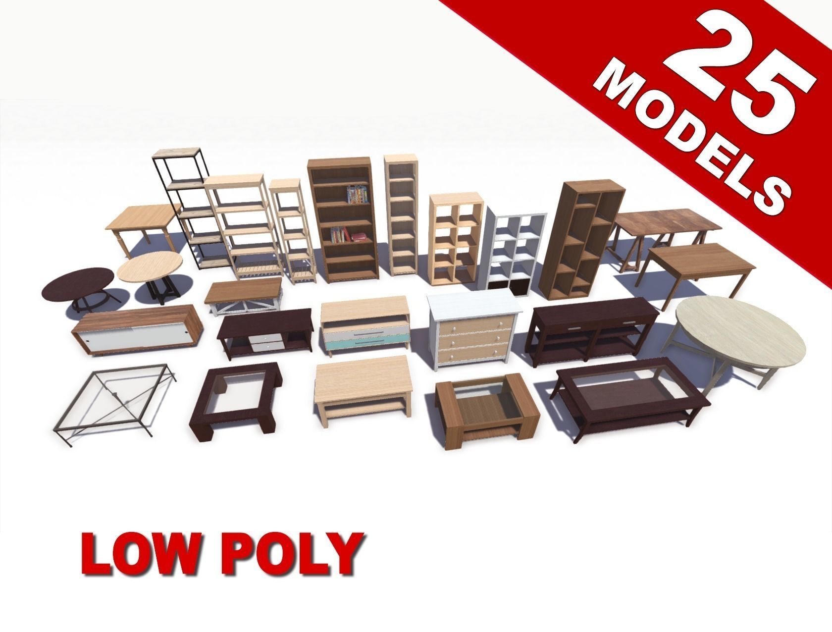 Furniture Pack Low-poly 3D model_0