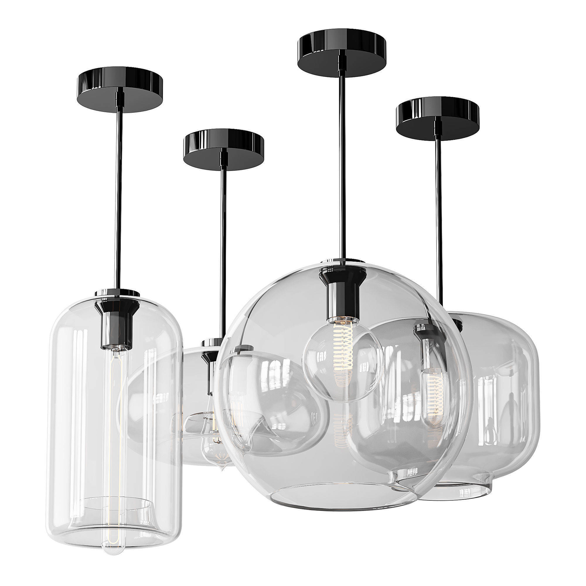 Moderne glazen hanglampen light 3D model_3