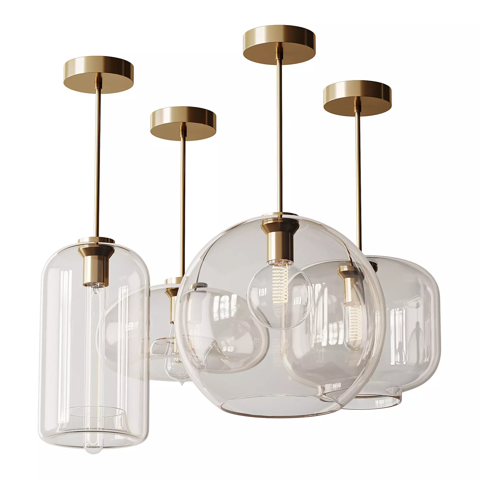 Moderne glazen hanglampen light 3D model_0