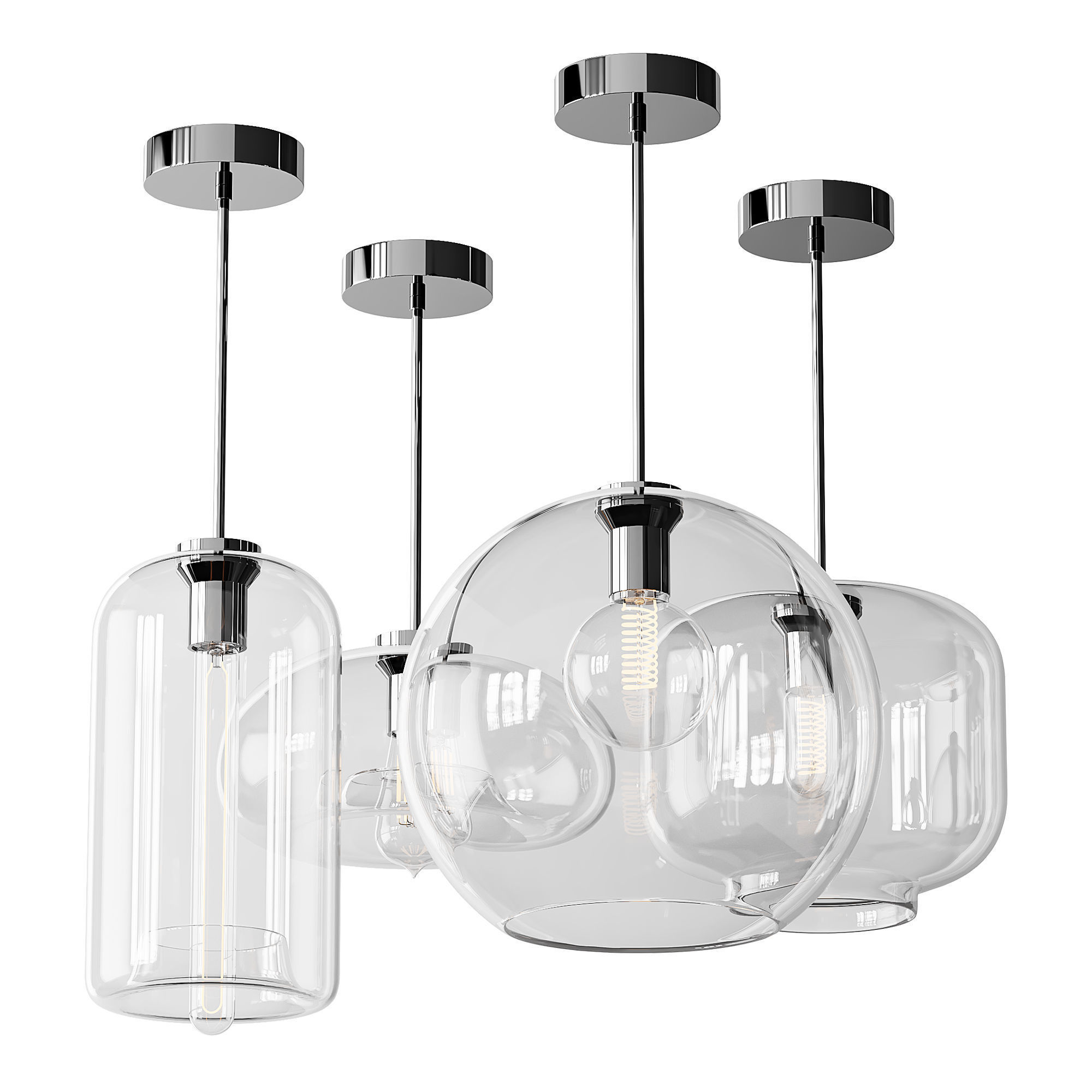 Moderne glazen hanglampen light 3D model_1